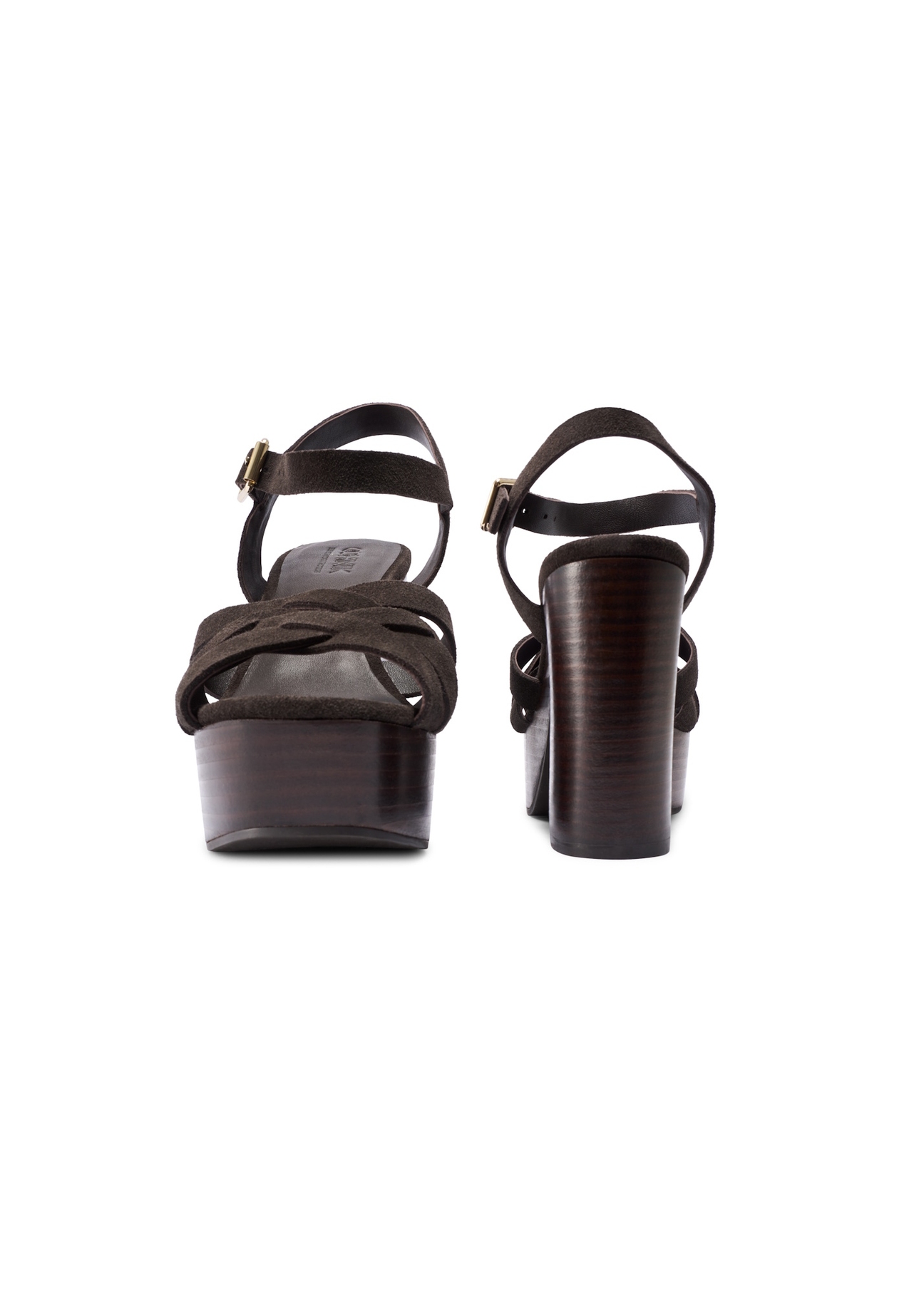 Women's suede platform sandals BUTYD-1274-1I(W26), front and back product view on white background.