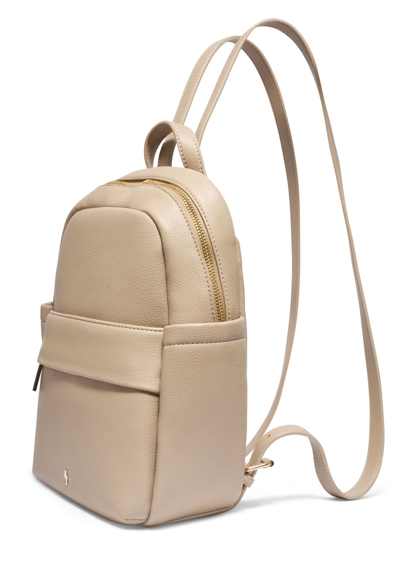 Beige women's imitation leather backpack TOREC-1246-1B(Z26) - diagonal product view, on a white background.