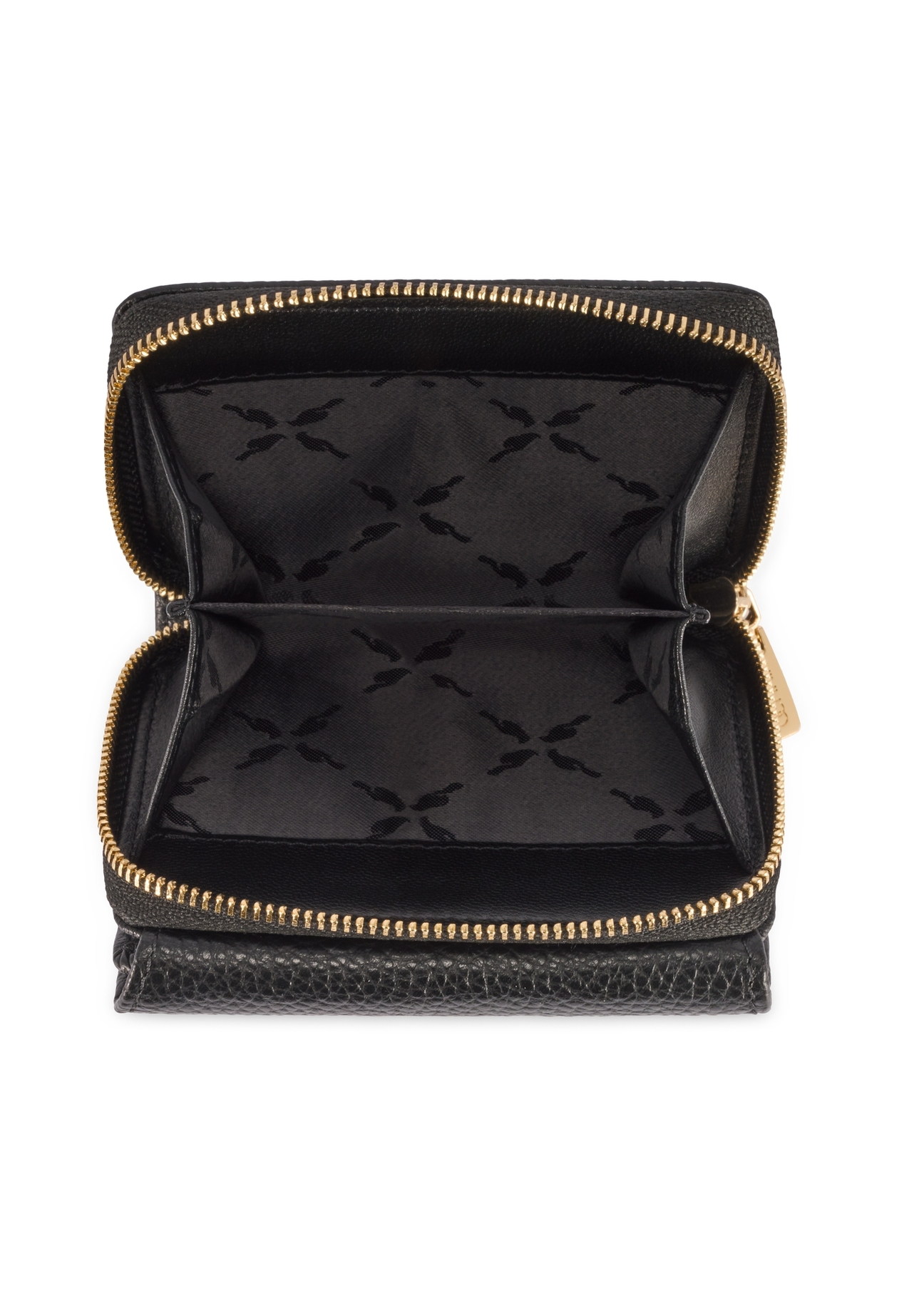 Small black leather women's wallet PORES-0802R-9I(W26), product view inside on white background.