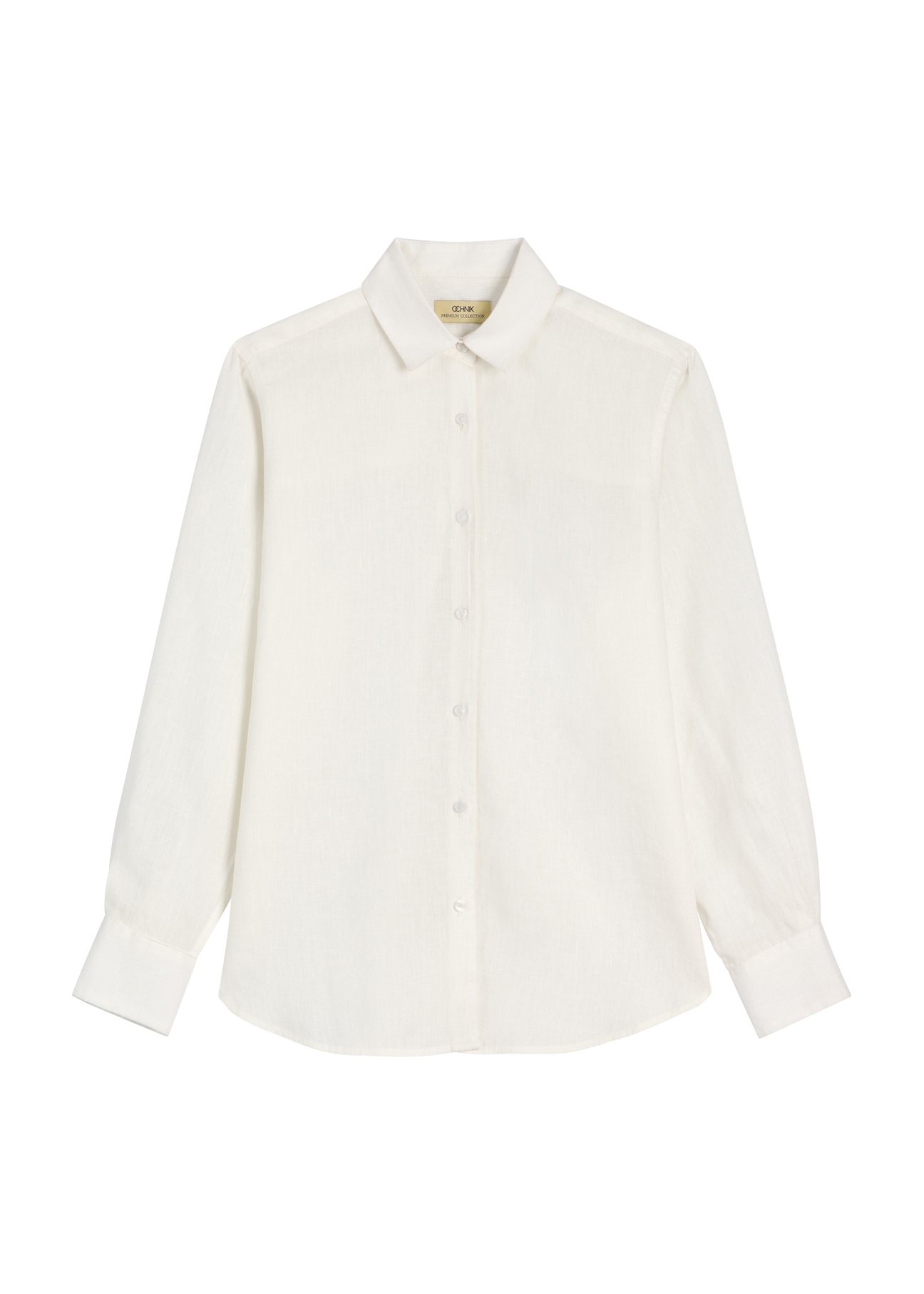 Women's white linen shirt KOSDT-0163A-0B(W26)