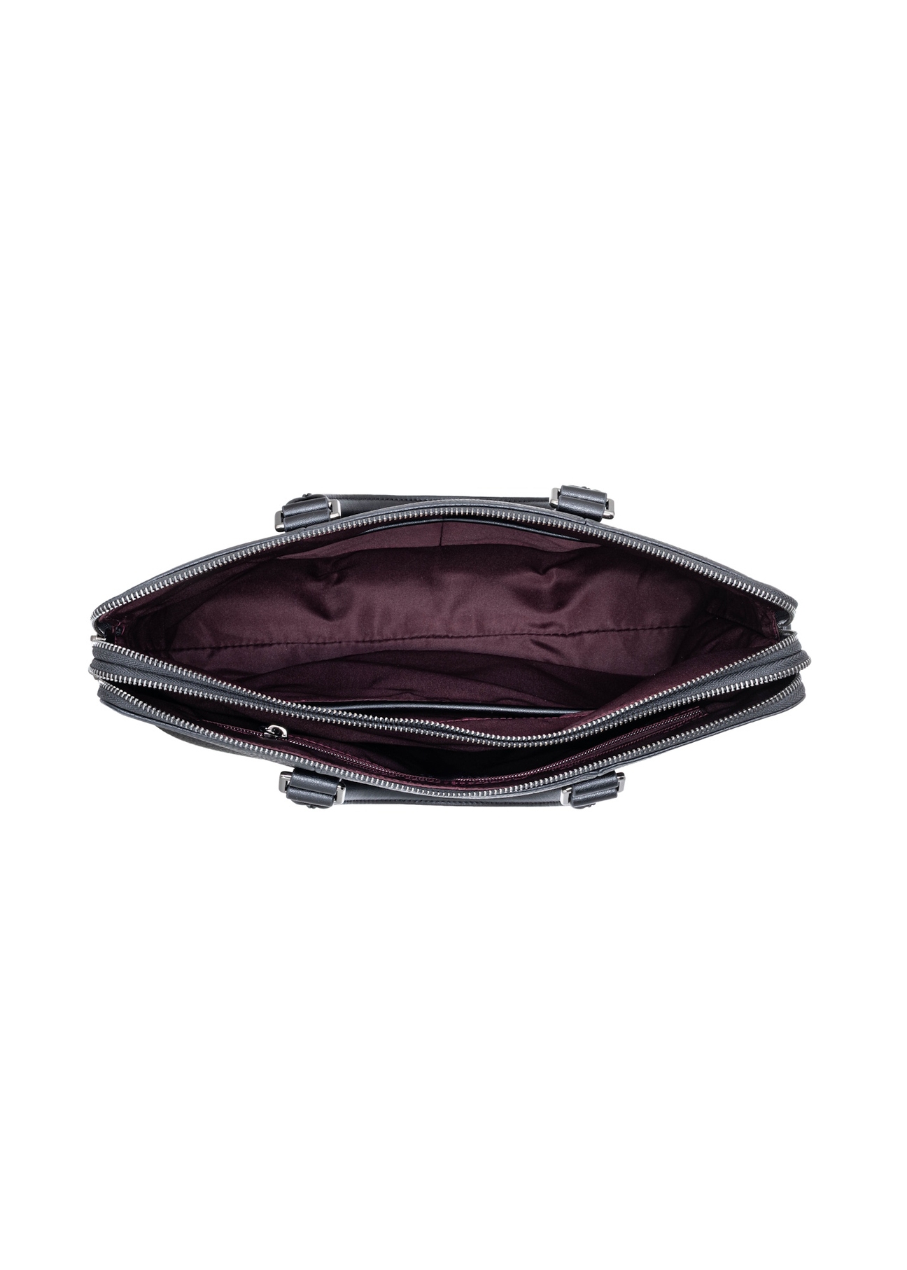 Black men's leather briefcase TORMS-0536-9I(Z26), product view inside on white background.