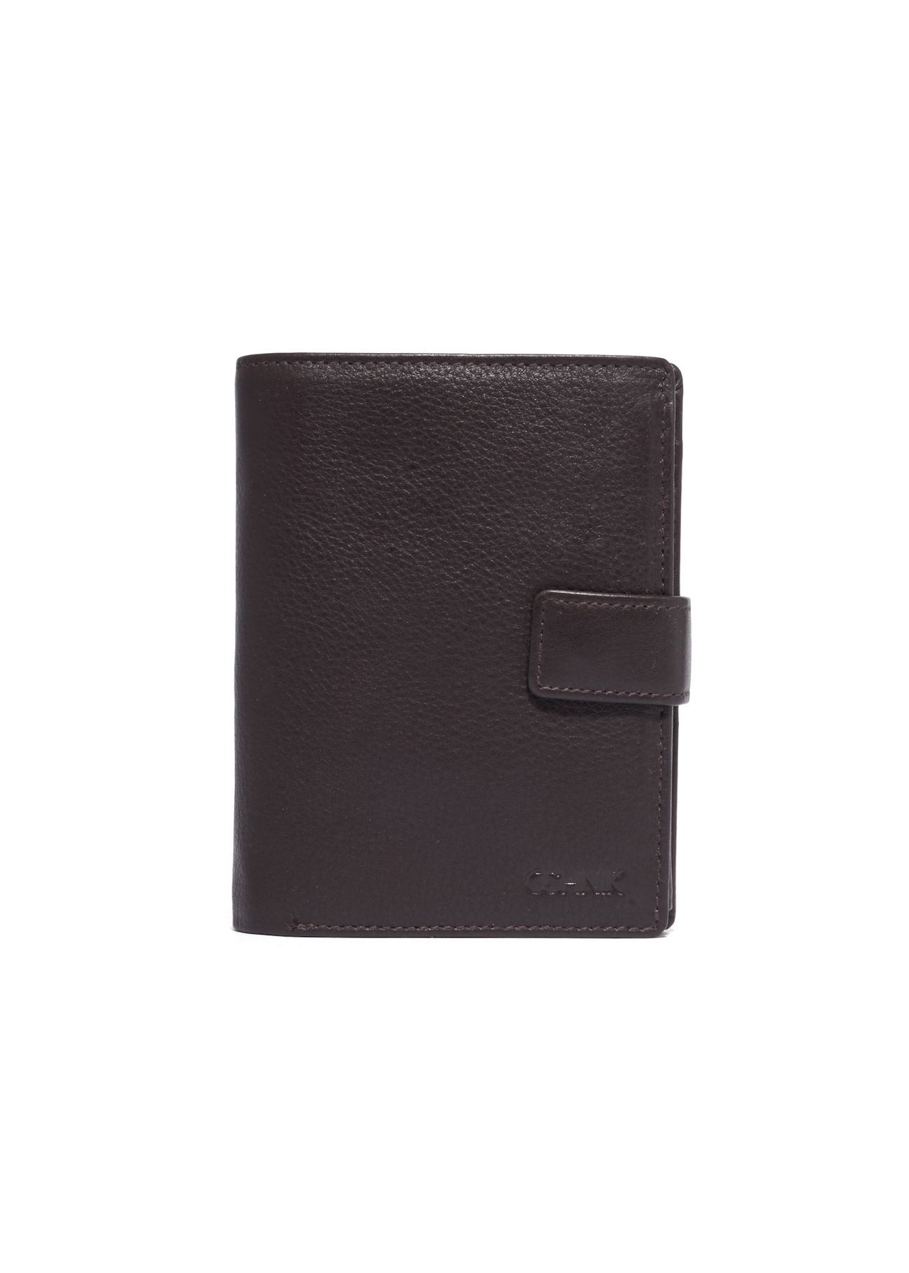 Brown men's wallet made of genuine leather PORMS-0710-1H(Z26), front product view on white background.