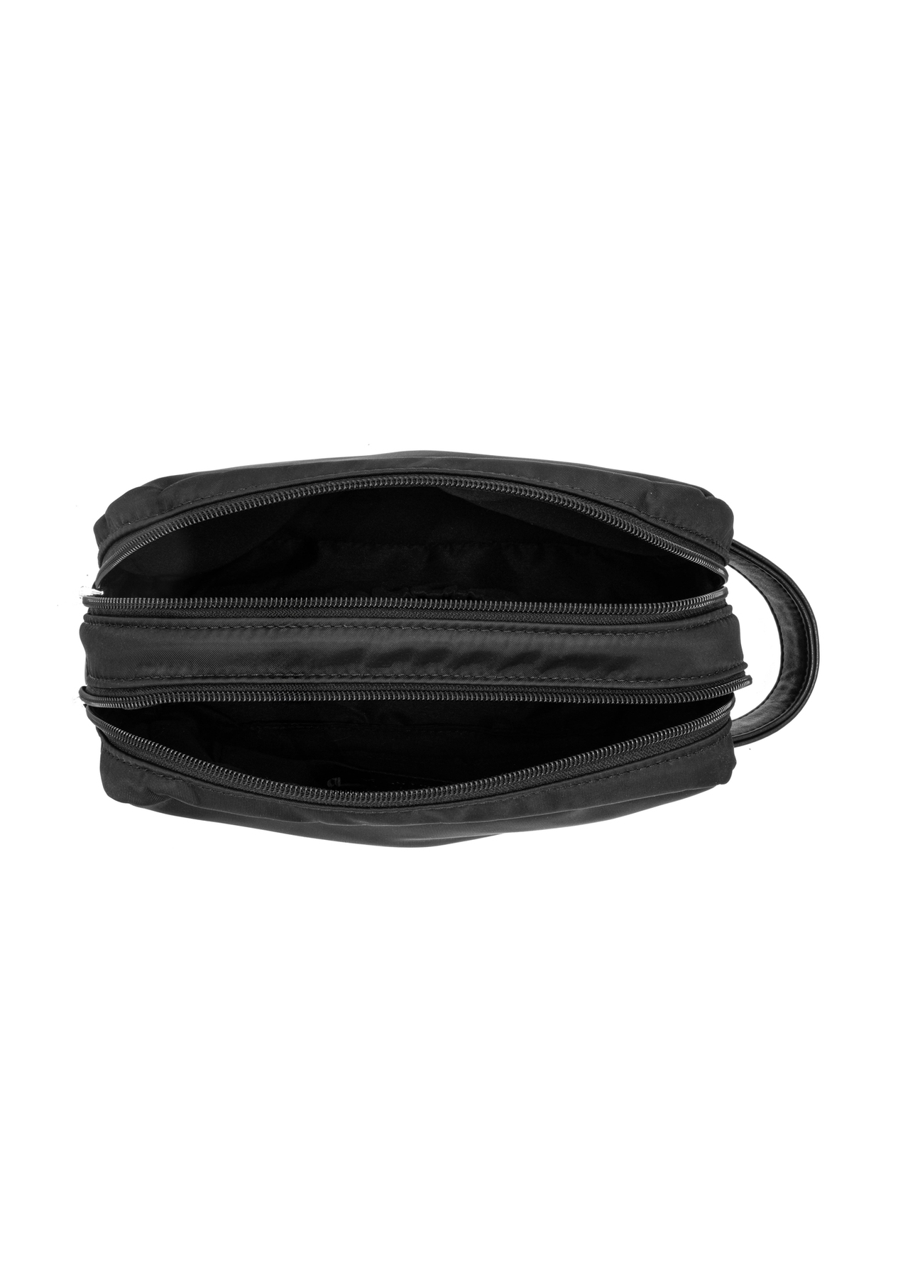 Black women's cosmetic bag TOREN-0348-99(Z26), product view inside on white background.