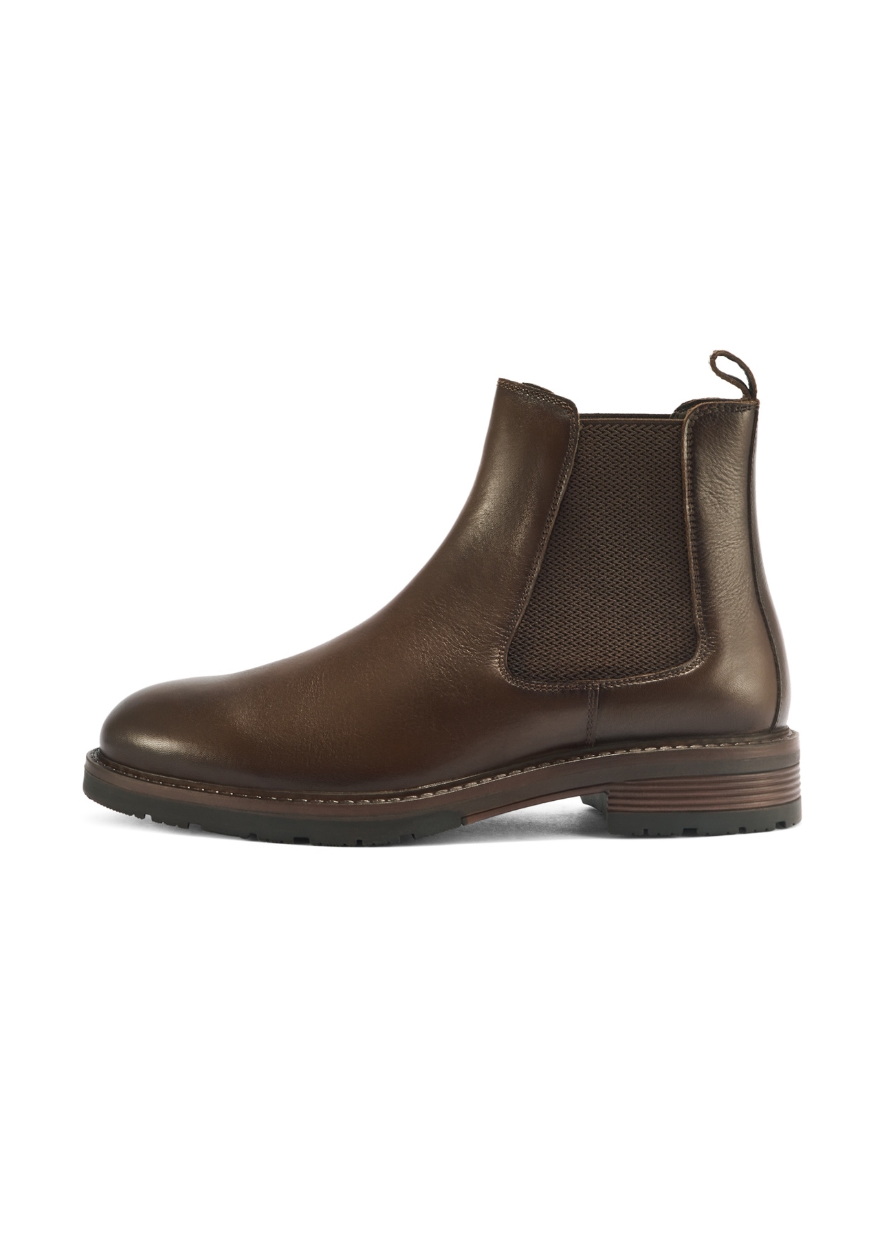 Men's brown leather Chelsea boots BUTYM-0521-89(Z25), side view of the product on a white background.