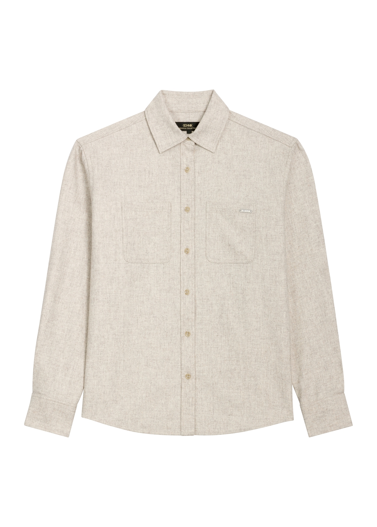 Light beige women's wool shirt KOSDT-0197-1A(Z26), front product view on white background.
