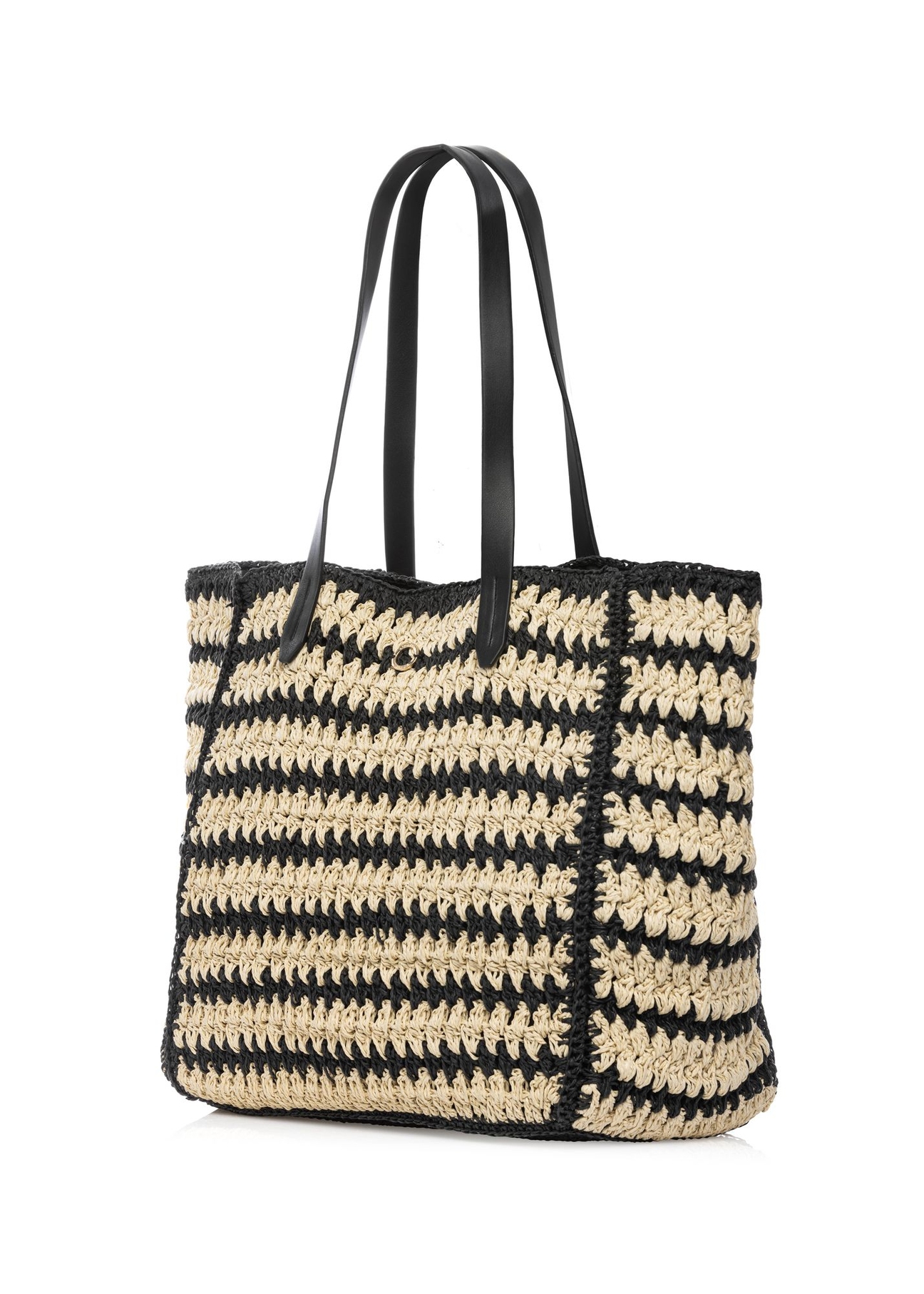 Women's handbag made of natural straw TOREC-1226-1E(W26) - diagonal product view, on a white background.