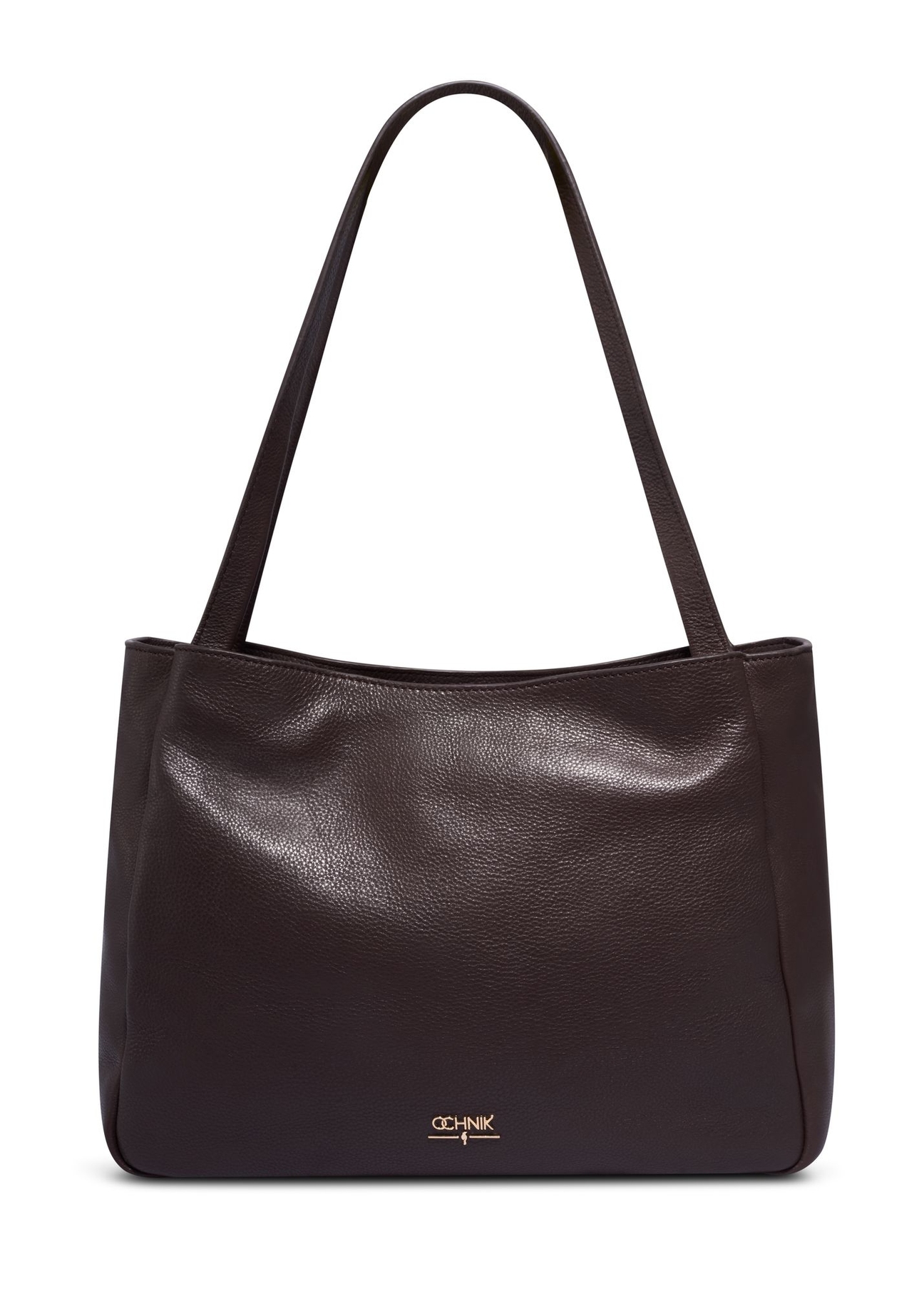 Brown leather women's shoulder bag TORES-1376-1H(Z26) - front product view, on white background.