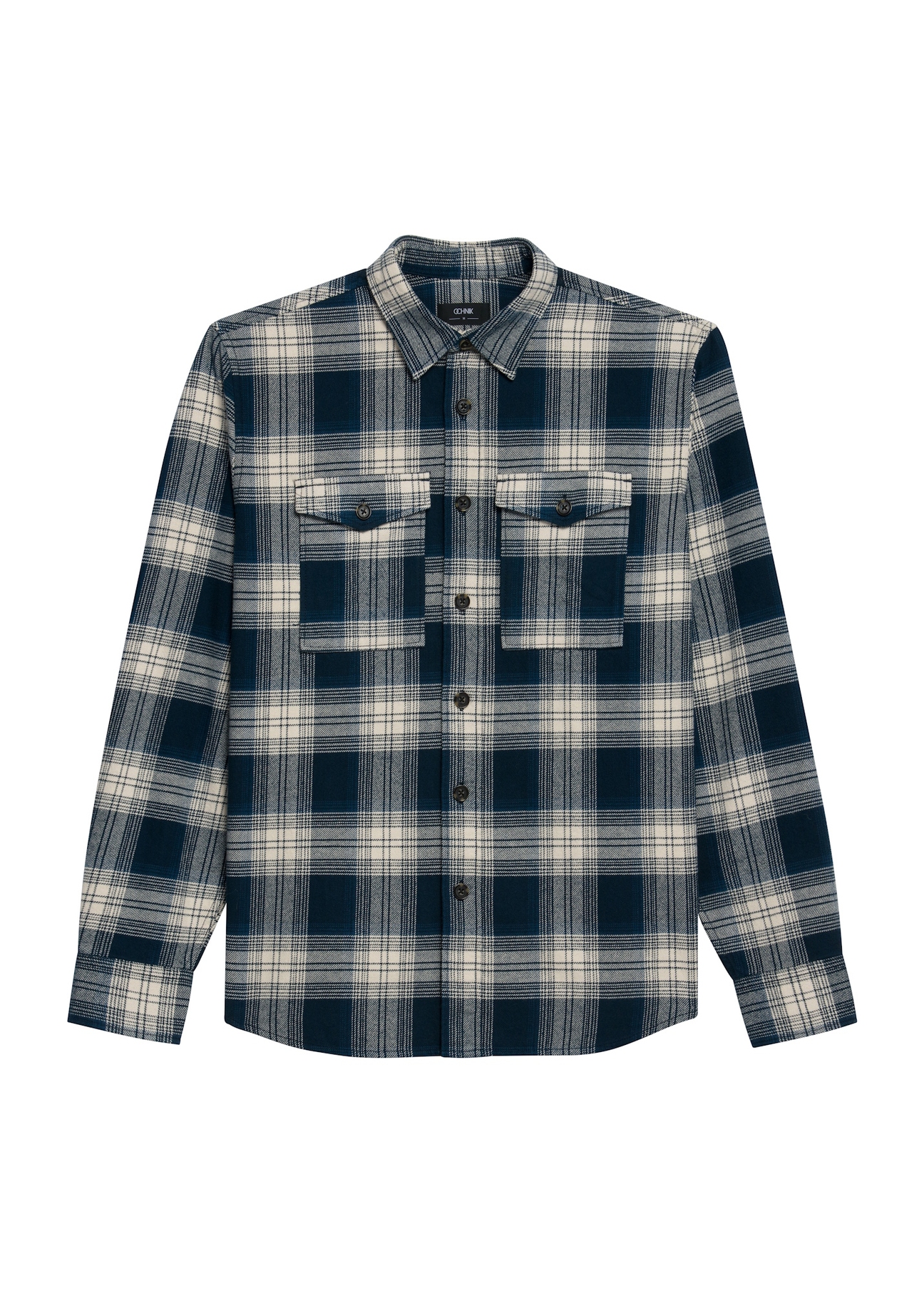 Men's checkered shirt KOSMT-0343-68(Z25), front product view on white background.