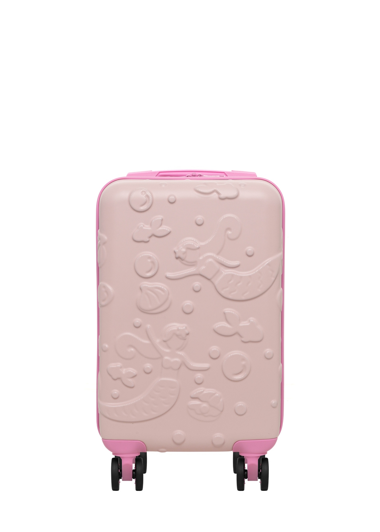 Small pink suitcase on wheels WALAB-0087-5A-18(W26), front product view on white background.