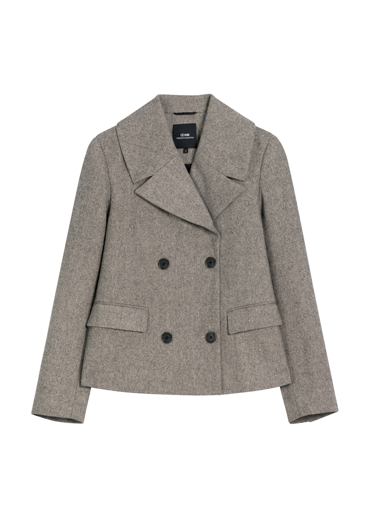 Women's short wool coat PLADT-0080-9C(Z26), front product view on white background.