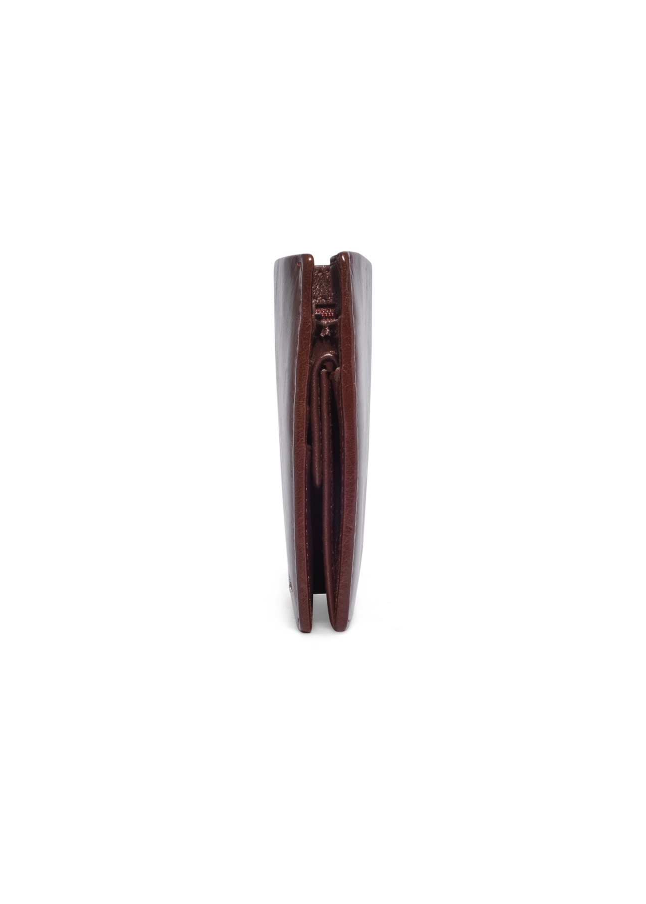Brown leather men's wallet PORMS-0738-1G(Z26), side product view on white background.