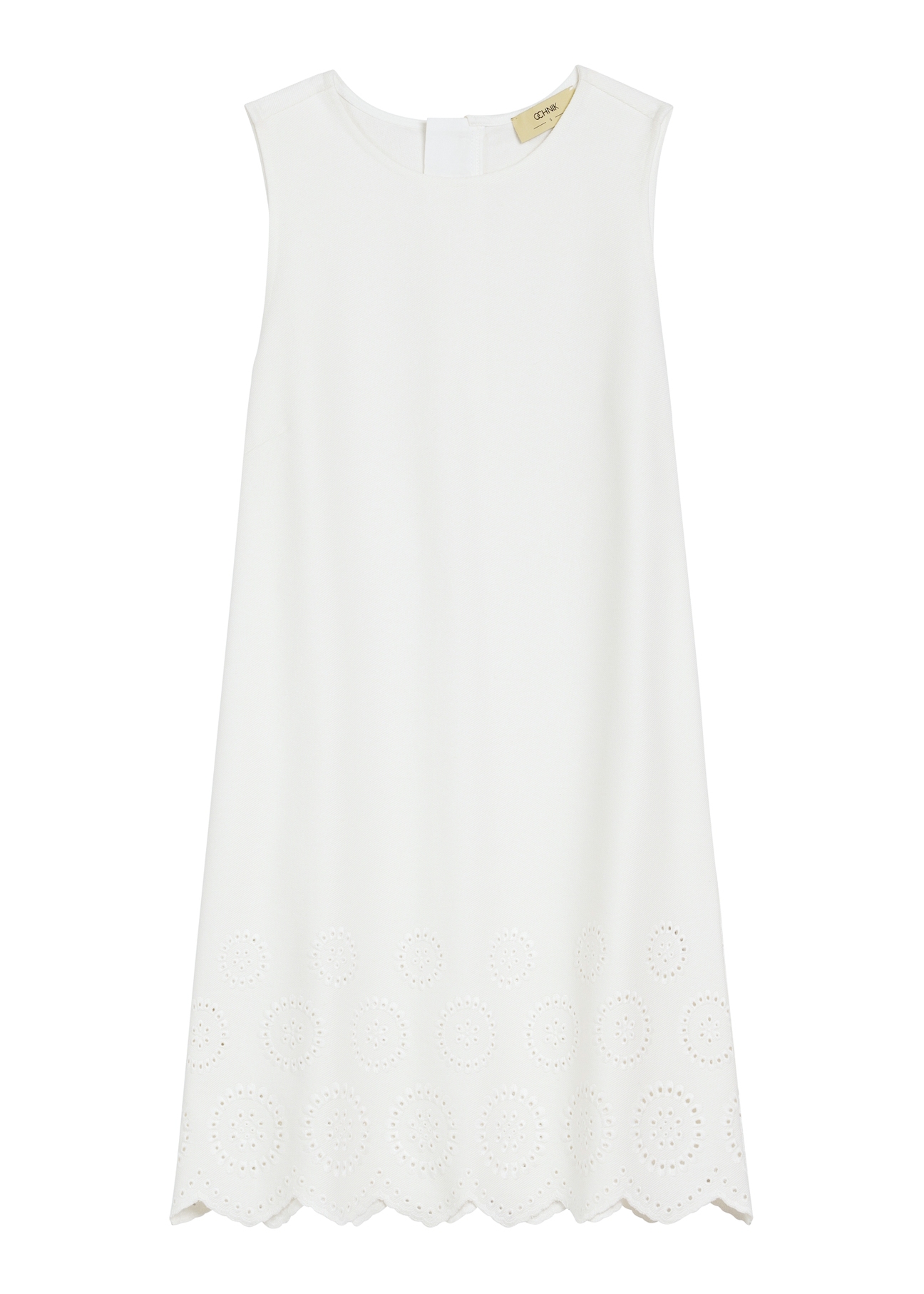 Women's white cotton dress SUKDT-0275-0B(W26), front product view on white background.