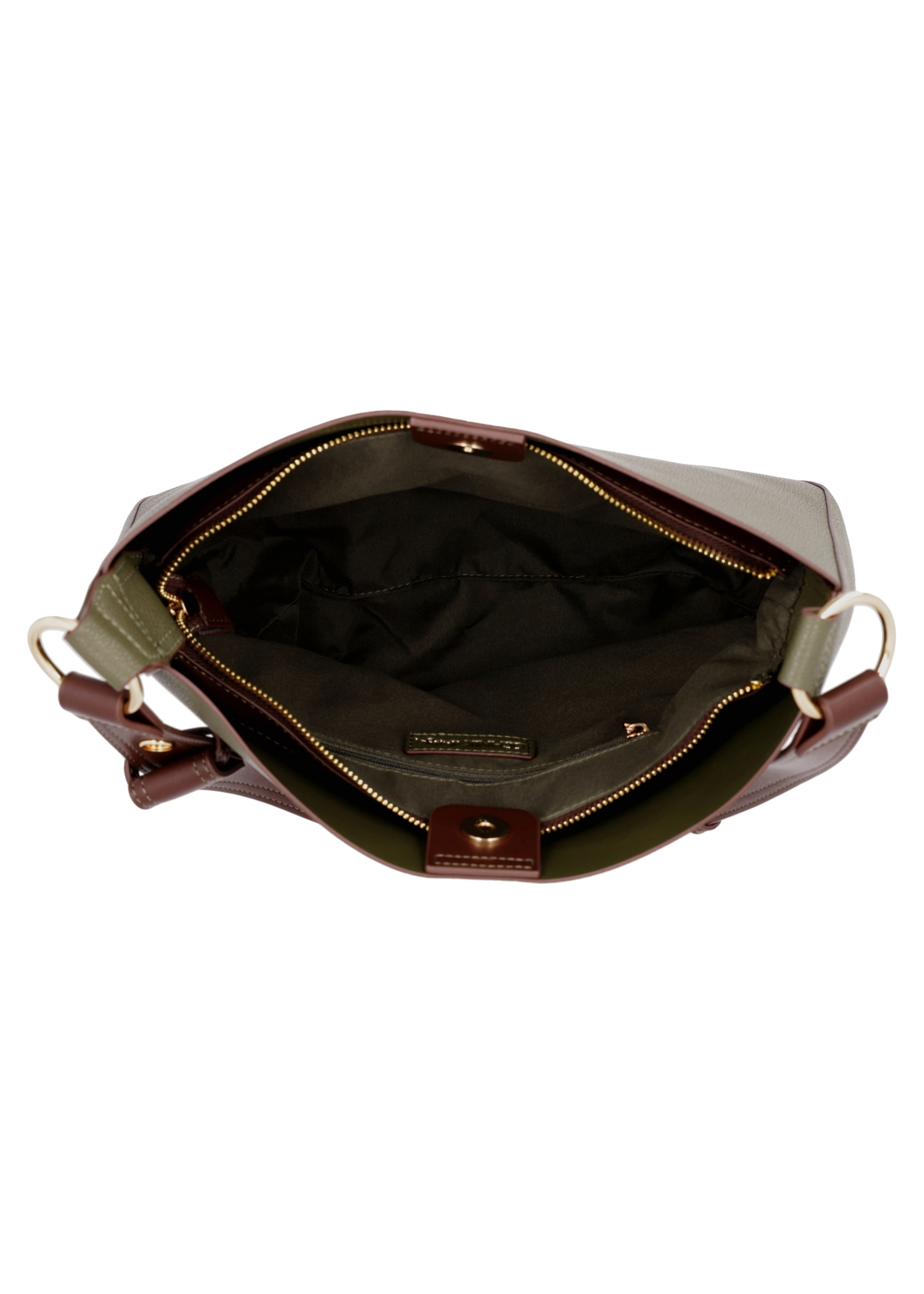 Green women's hobo bag TOREC-1257-8B(Z26). Product view from the inside on a white background.
