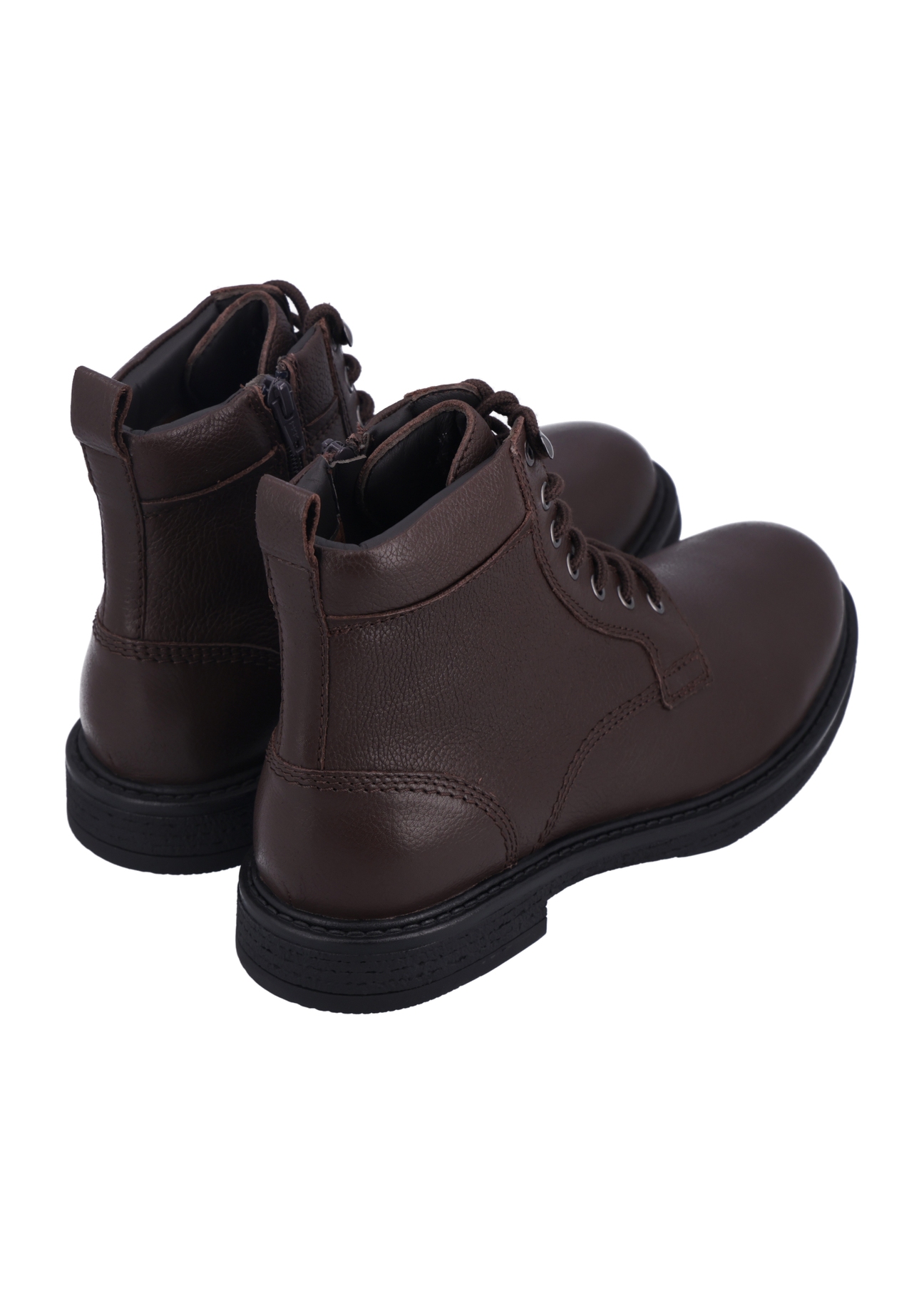 Dark brown men's ankle boots BUTYM-0516-1I(Z26) - diagonal view of the product, on a white background.