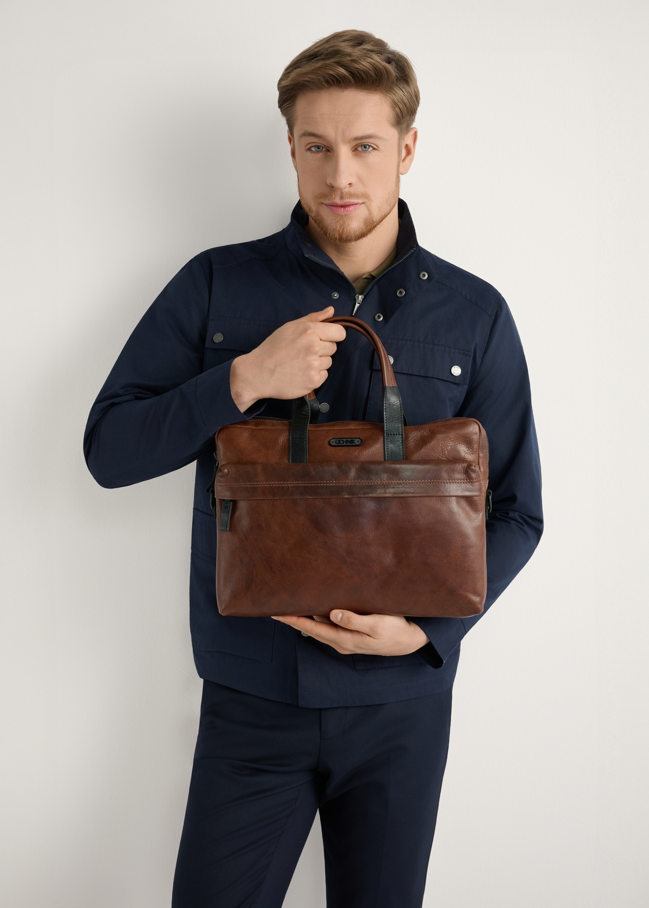 Brown leather men's bag TORMS-0488-1H(W26)