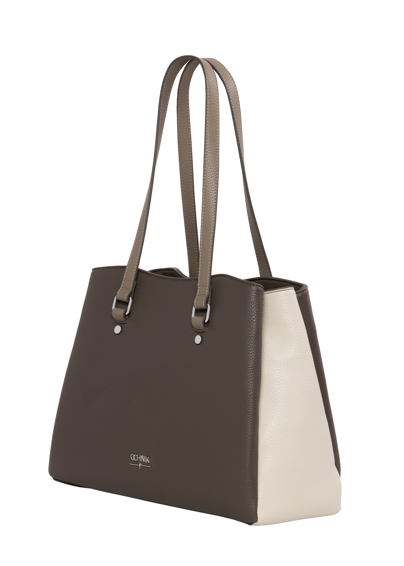 Cool beige shopper bag TOREC-1260-1K(Z26), diagonal product view on a white background.