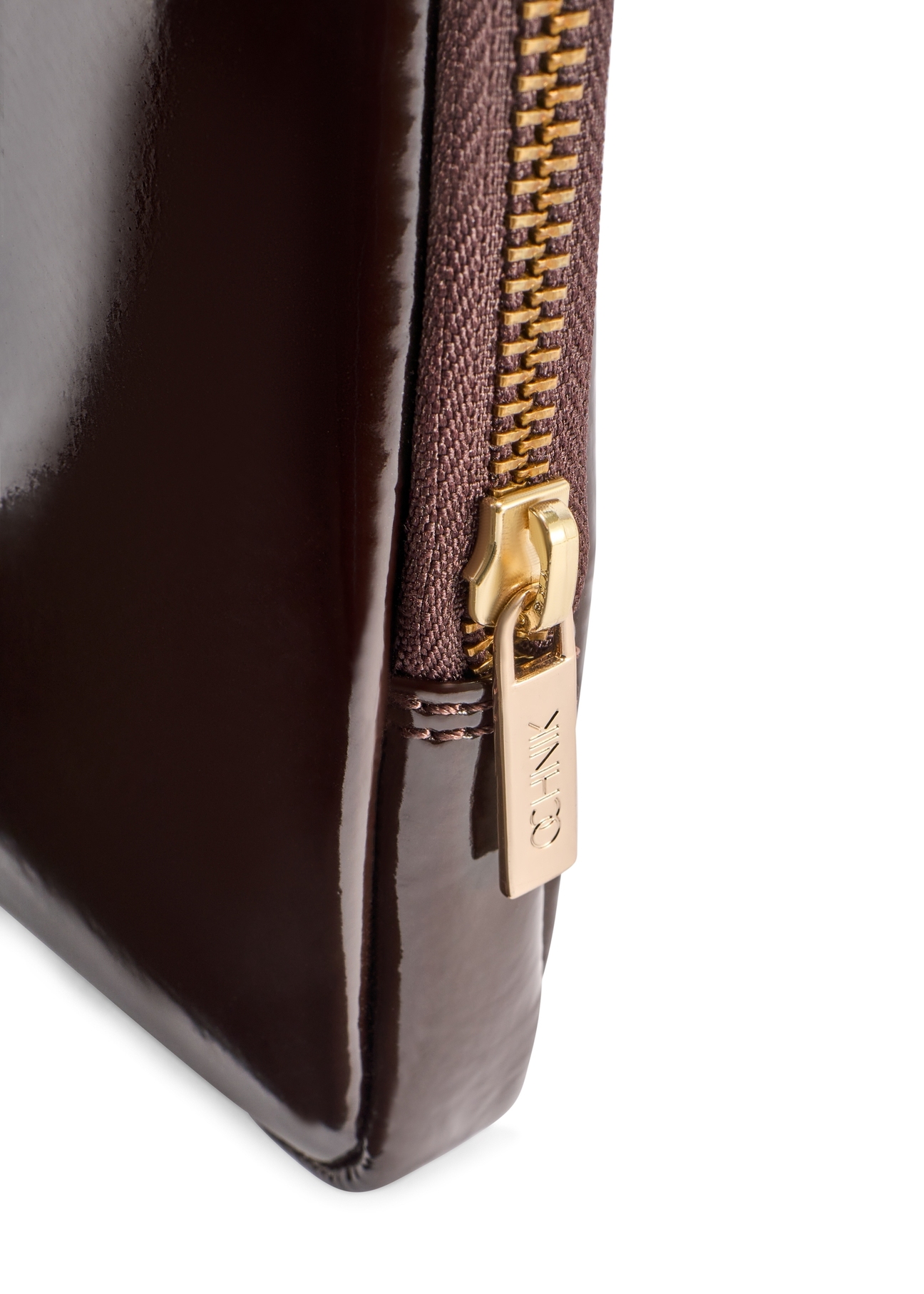 Dark brown leather women's briefcase TORES-1257-1I(W26) - close-up detail, on white background.