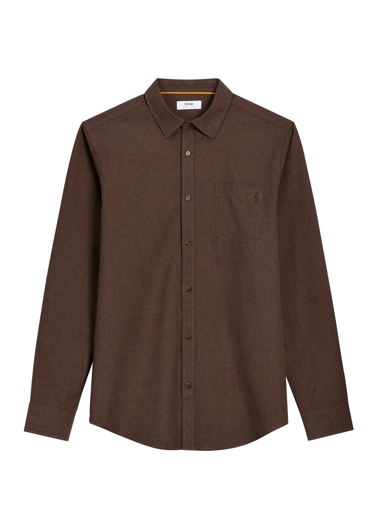 Brown men's cotton shirt KOSMT-0363-1H(Z26)