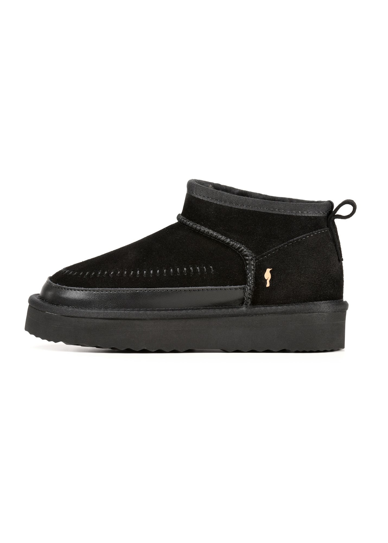 Black women's snow boots BUTYD-1220-9E(Z26), side view of the product on a white background.