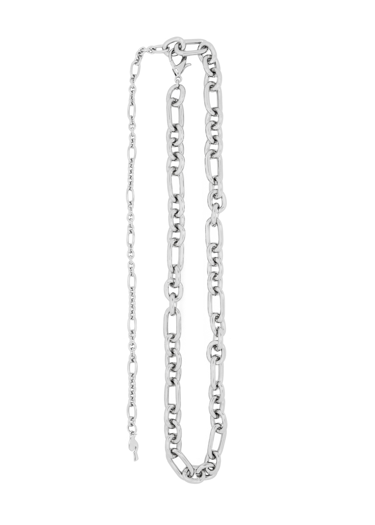 Women's silver chain belt PASDM-0001-9X(Z26) front view on white background.-02