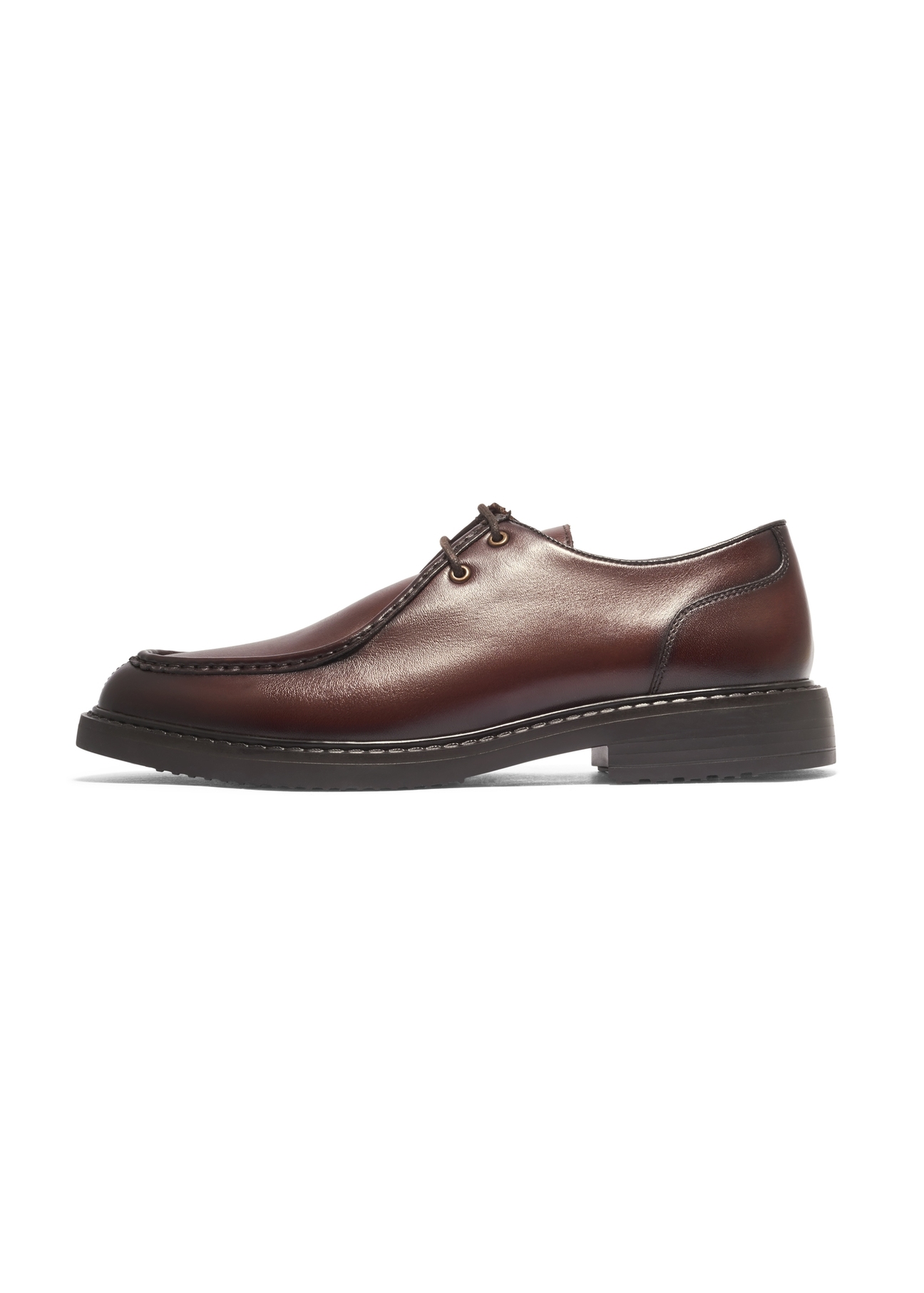 Dark brown leather men's shoes BUTYM-0587-1I(Z26), side view of the product on a white background.