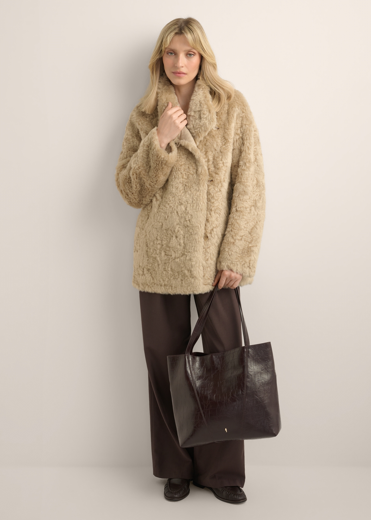 Burgundy croco women's shopper bag TOREC-1304-4D(Z26)