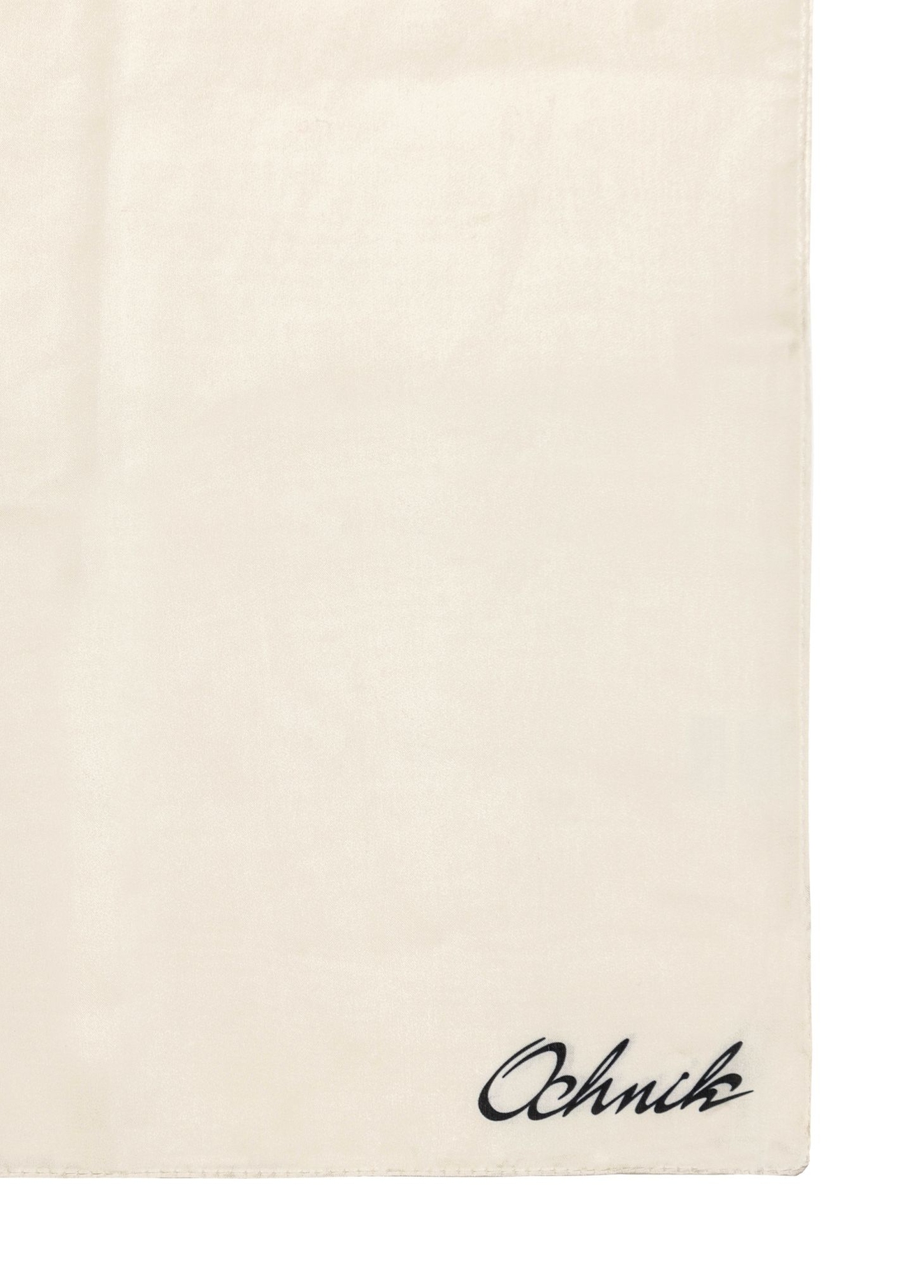 White women's scarf with logo SZADT-0189-0B(W26), close-up of the product detail on a white background.