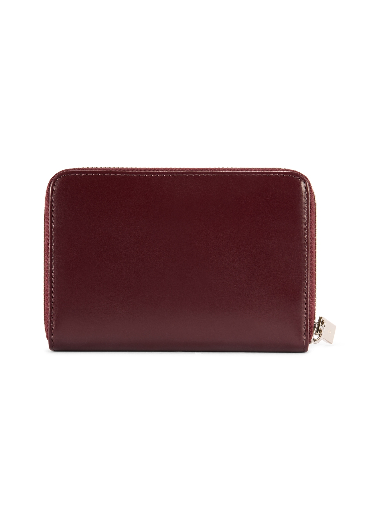 Burgundy leather women's wallet PORES-0976-49(Z25), product view from the back on a white background.