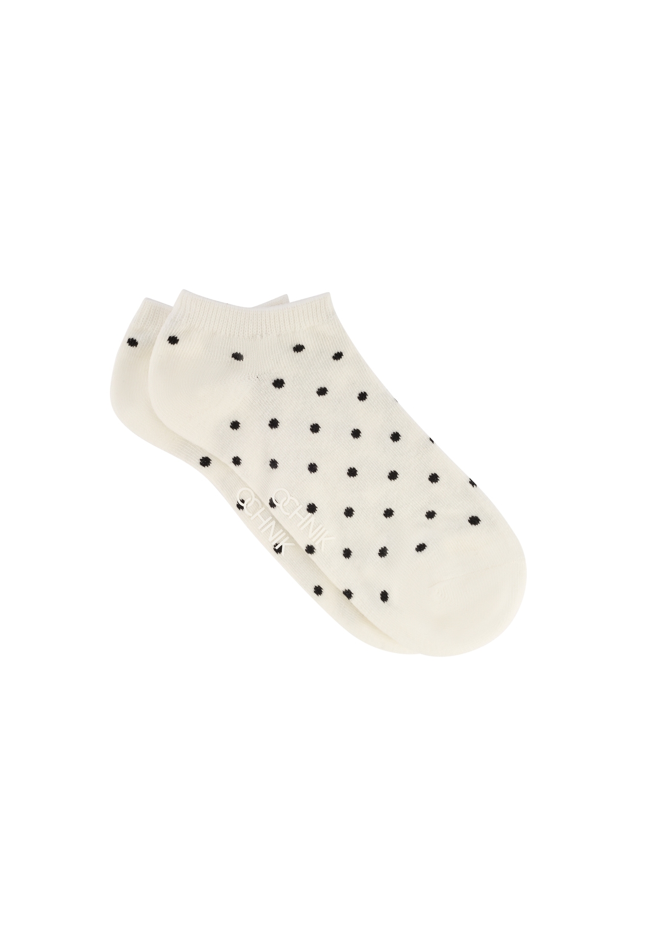 Women's polka dot socks SKADT-0077-0P(W26), side product view on white background.