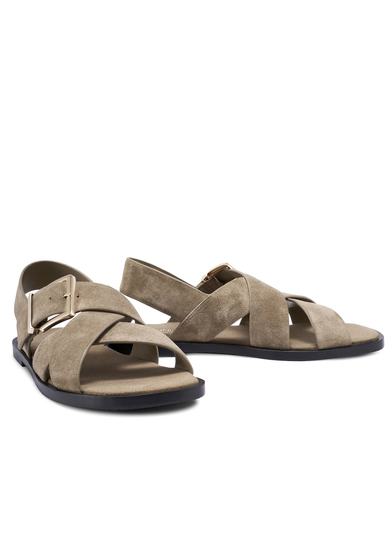 Women's suede sandals in cool beige BUTYD-1238-1K(W26)