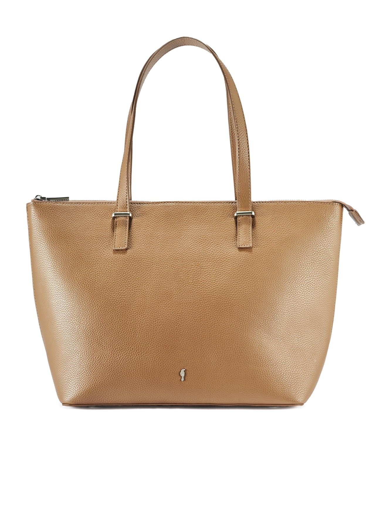 Beige large women's shopper bag TOREC-0953A-81(Z25), product view from the front on a white background.