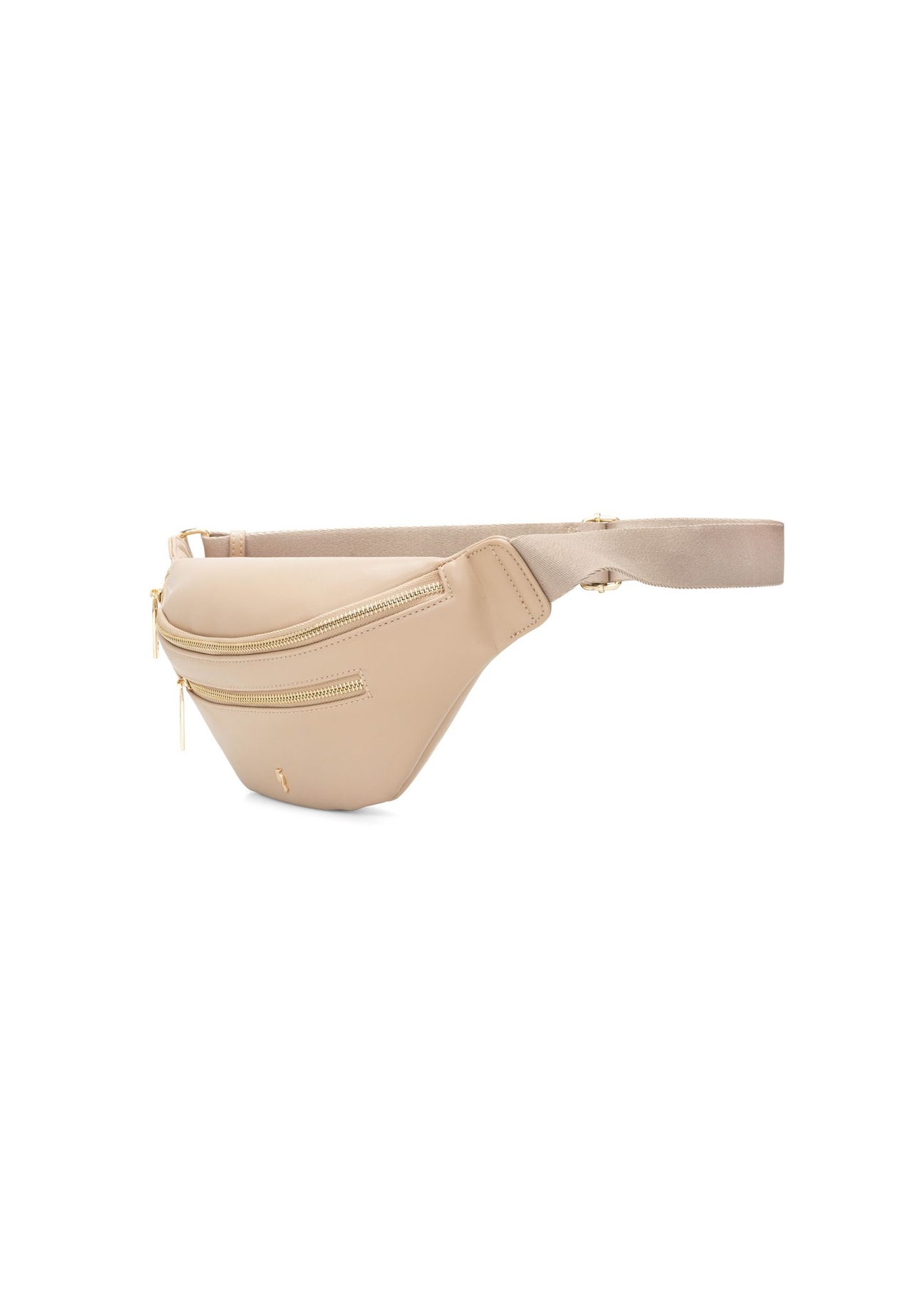 Beige women's imitation leather waist bag TOREC-1190-1A(W26) - diagonal product view, on a white background.