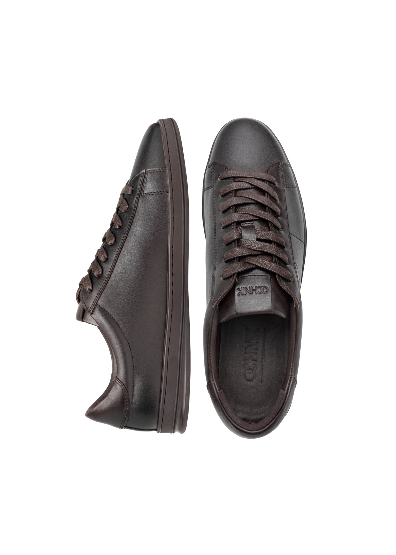 Brown men's leather shoes BUTYM-0490-1I(W26), top view of the product on a white background.