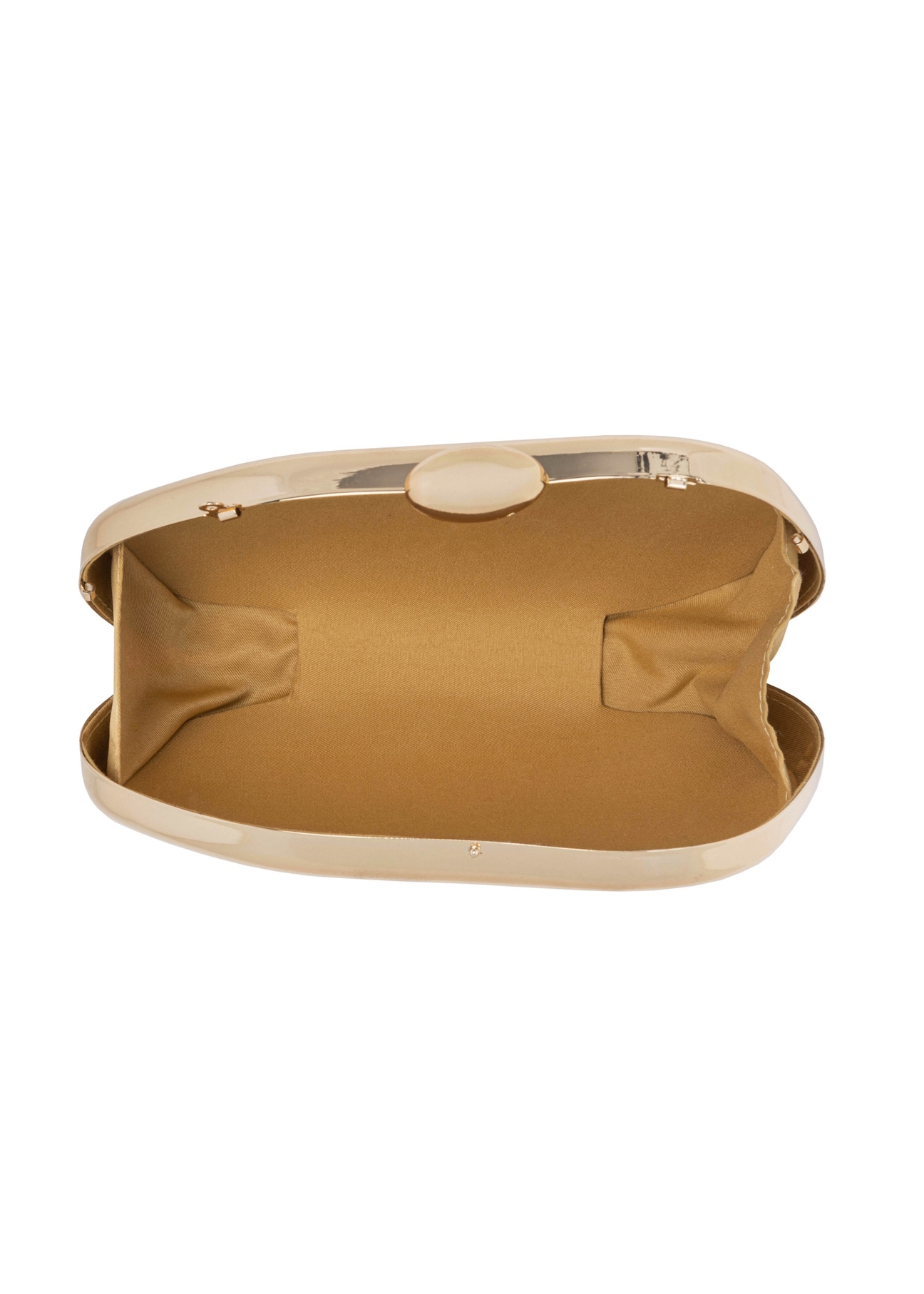 Gold oval small women's handbag TOREC-1211-2X(W26), product view inside on white background.