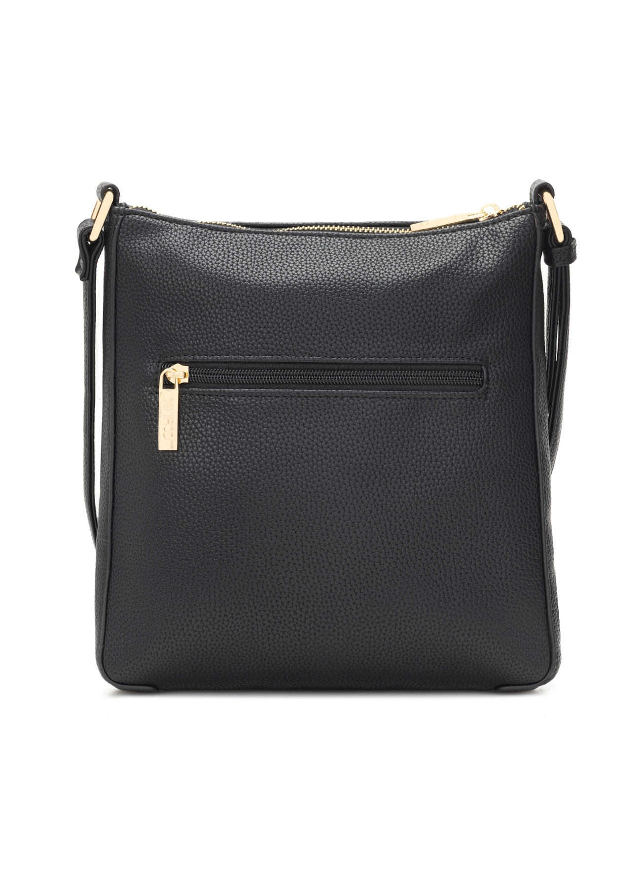 Black women's imitation leather messenger bag TOREC-1177-99(W26), back view of the product on a white background.