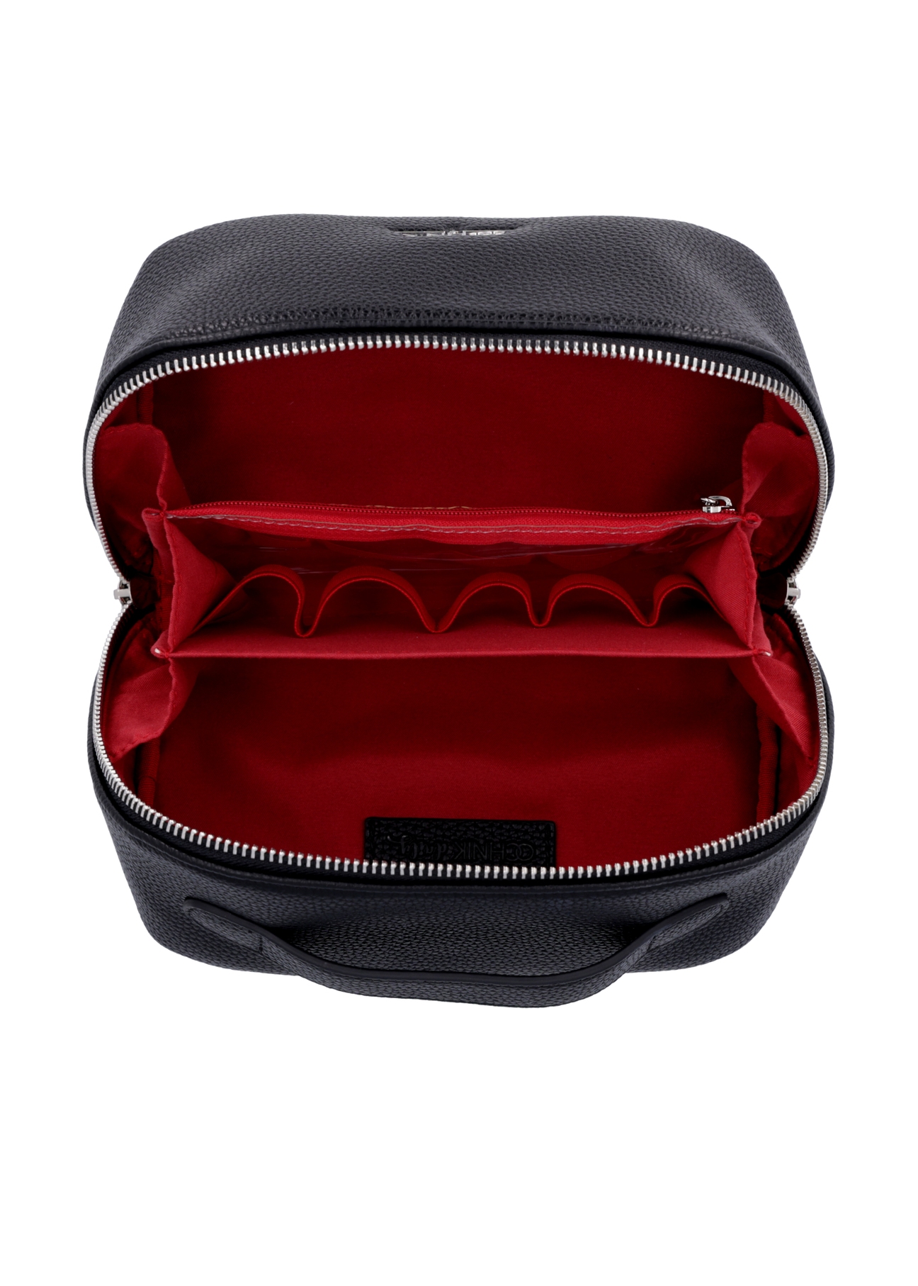 Black women's cosmetic bag TOREC-1310-9I(Z26), product view inside on a light background.