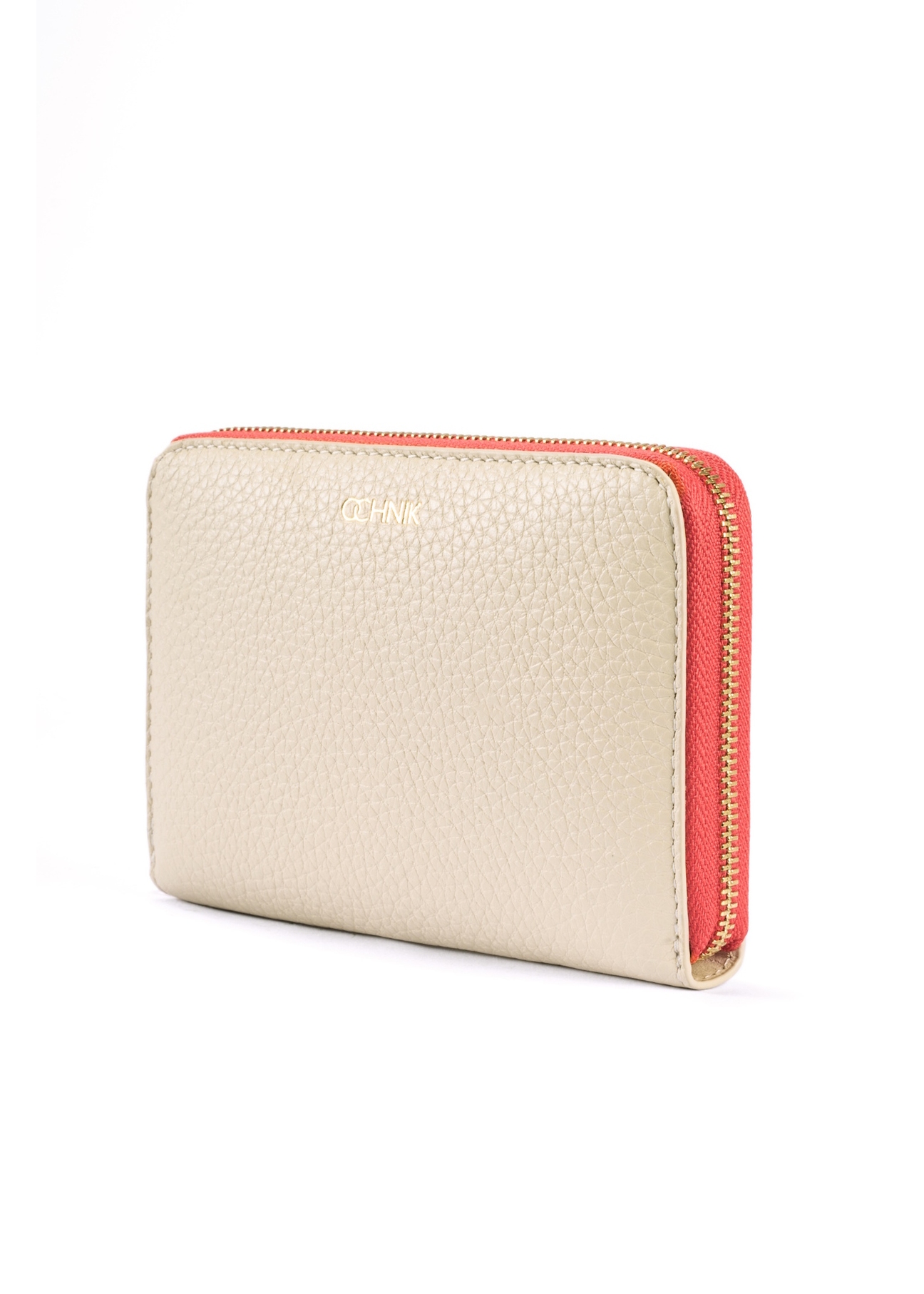 Cream women's wallet made of genuine leather PORES-0944F-16(W25), diagonal product view on a white background.