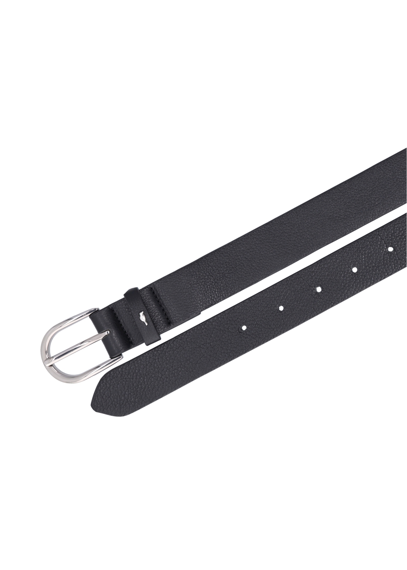Black leather women's belt PASDS-0345-99(Z26), product view from above on white background.