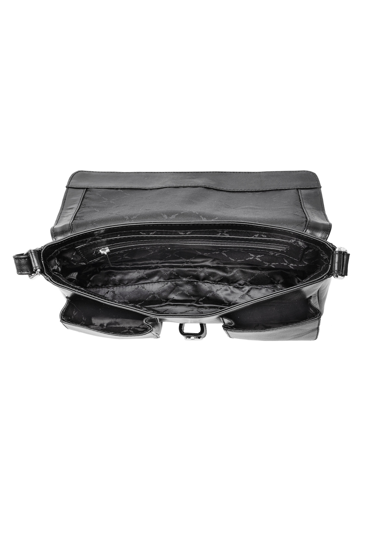 Women's leather handbag with buckle TORES-1160-99(Z25), view of the inside of the product on a white background.