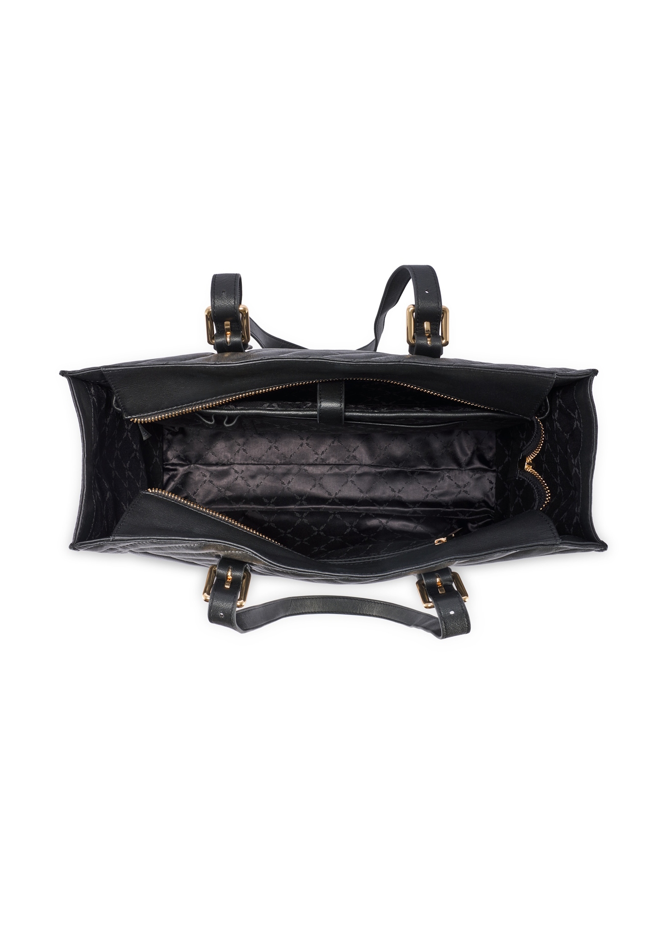 Large black leather women's handbag TORES-1287-99(W26), product view inside on white background.