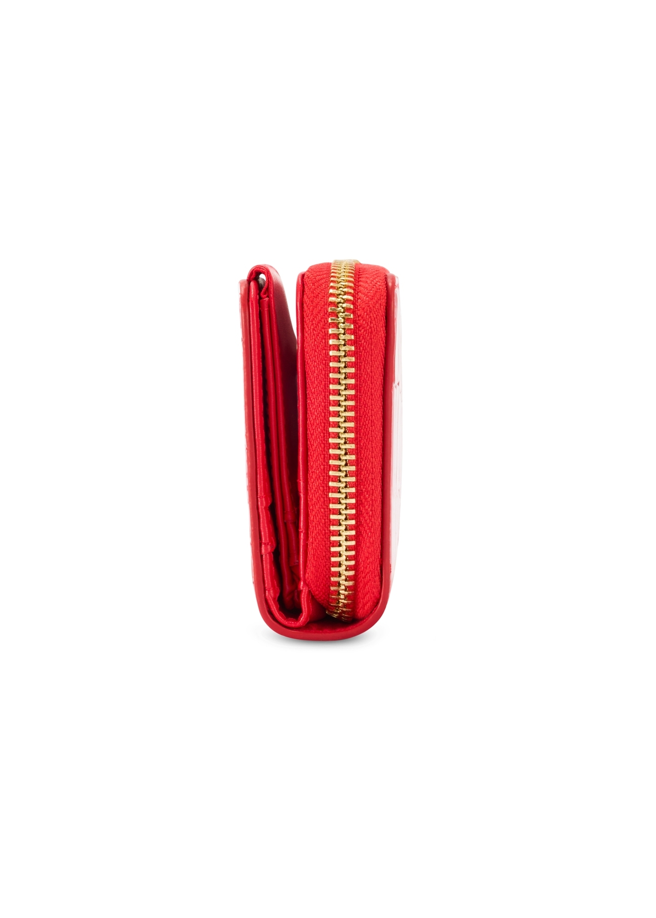 Small red women's croco wallet POREC-0352A-42(Z25), product view from the side on a white background.