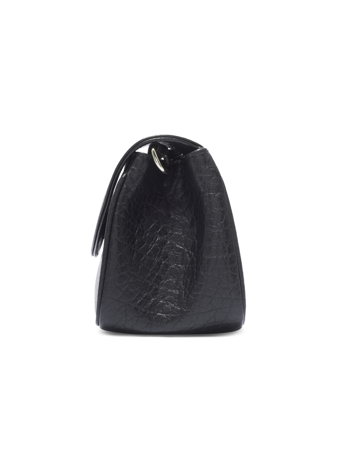 Classic black leather women's handbag TORES-1371-99(Z26), side product view on white background.