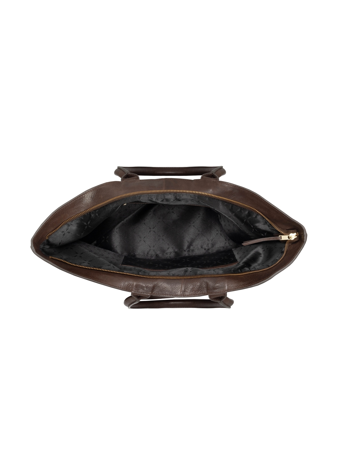 Brown leather women's shopper bag TORES-1380-1H(Z26), product view inside on white background.