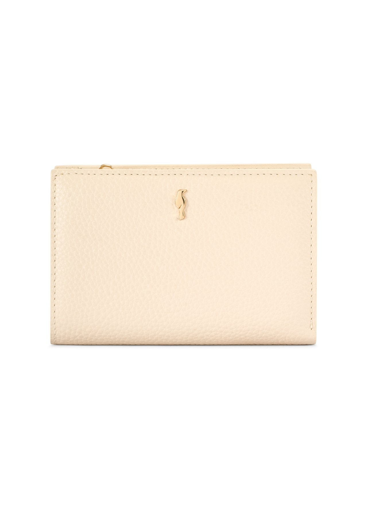 Cream leather women's wallet PORES-0980R-0B(W26), front product view on white background.