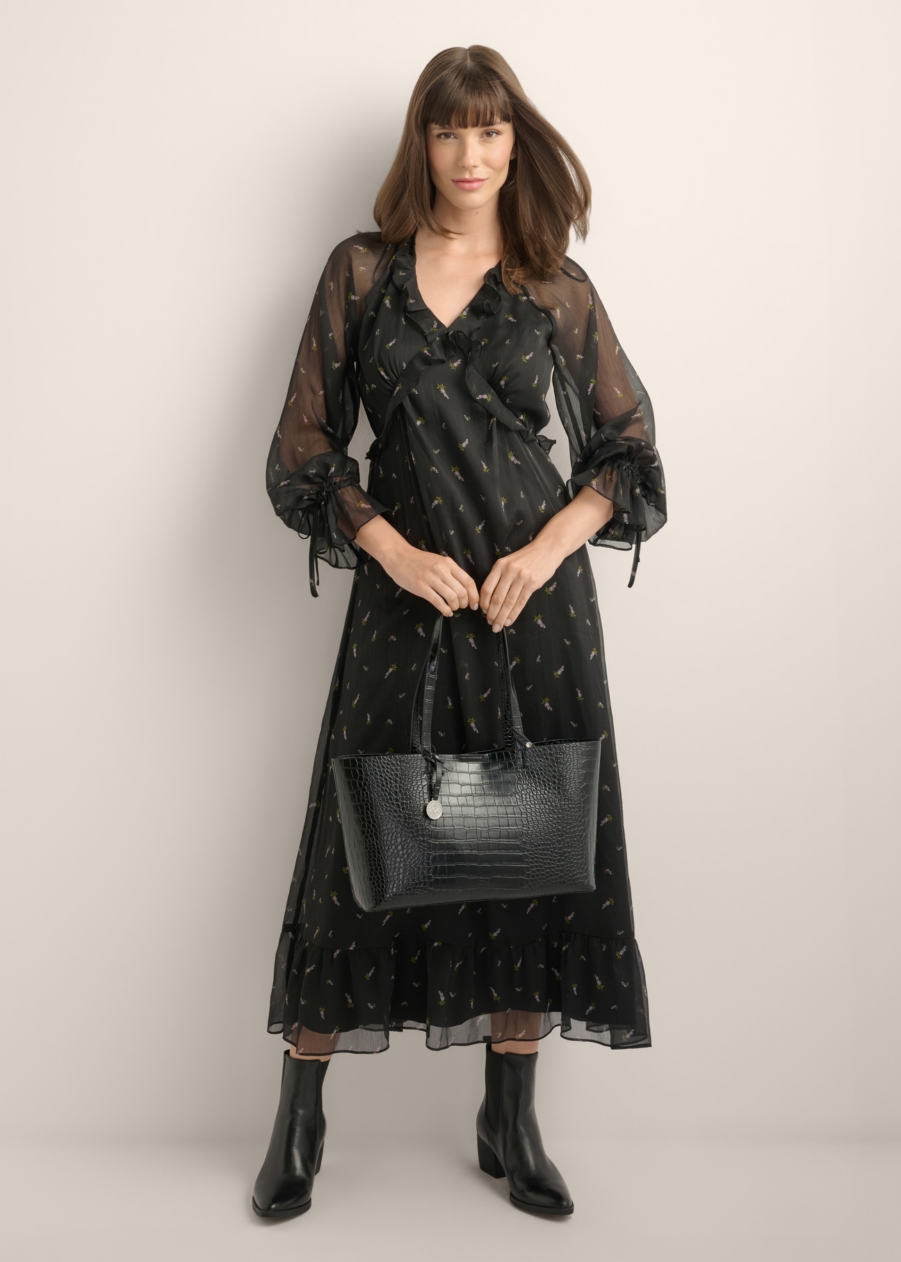 Black croco women's handbag TOREC-1258-9G(Z26)