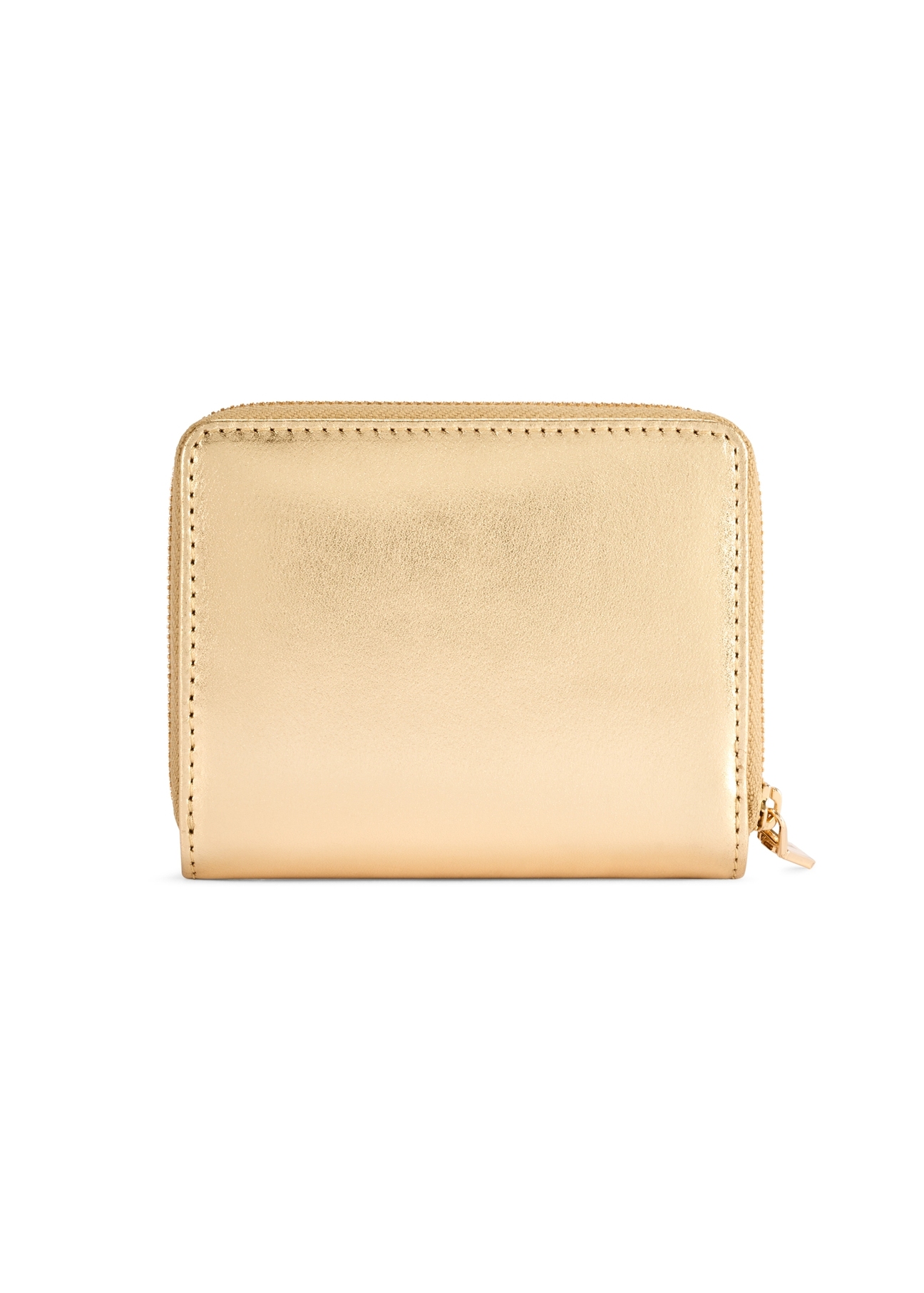Small leather gold women's wallet PORES-0960-2X(W26) - product view from the back on a white background.