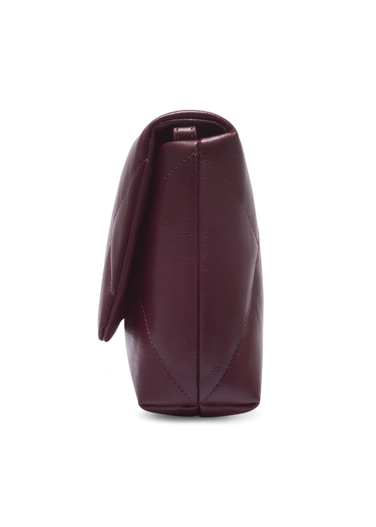 Small burgundy leather handbag TORES-1362-4D(Z26), side product view on white background.