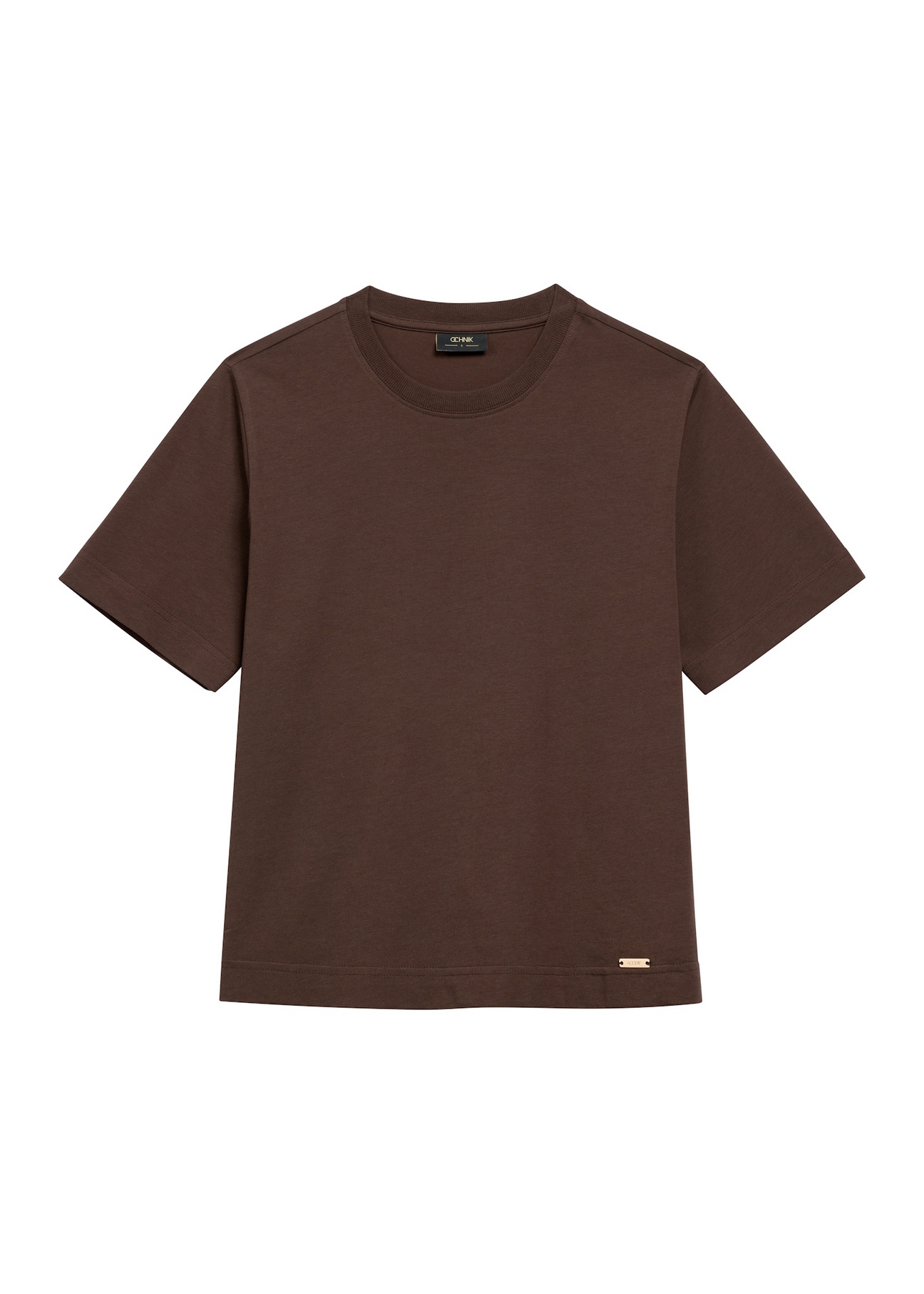 Women's cotton brown T-shirt TSHDT-0138-1I(W26), front product view on white background.
