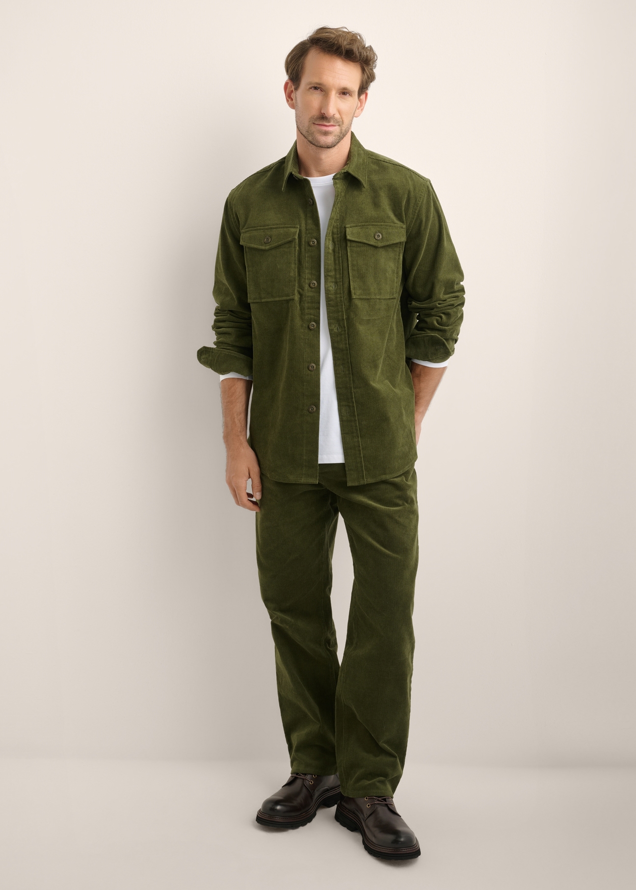 Green striped men's trousers SPOMT-0133-8B(Z26)