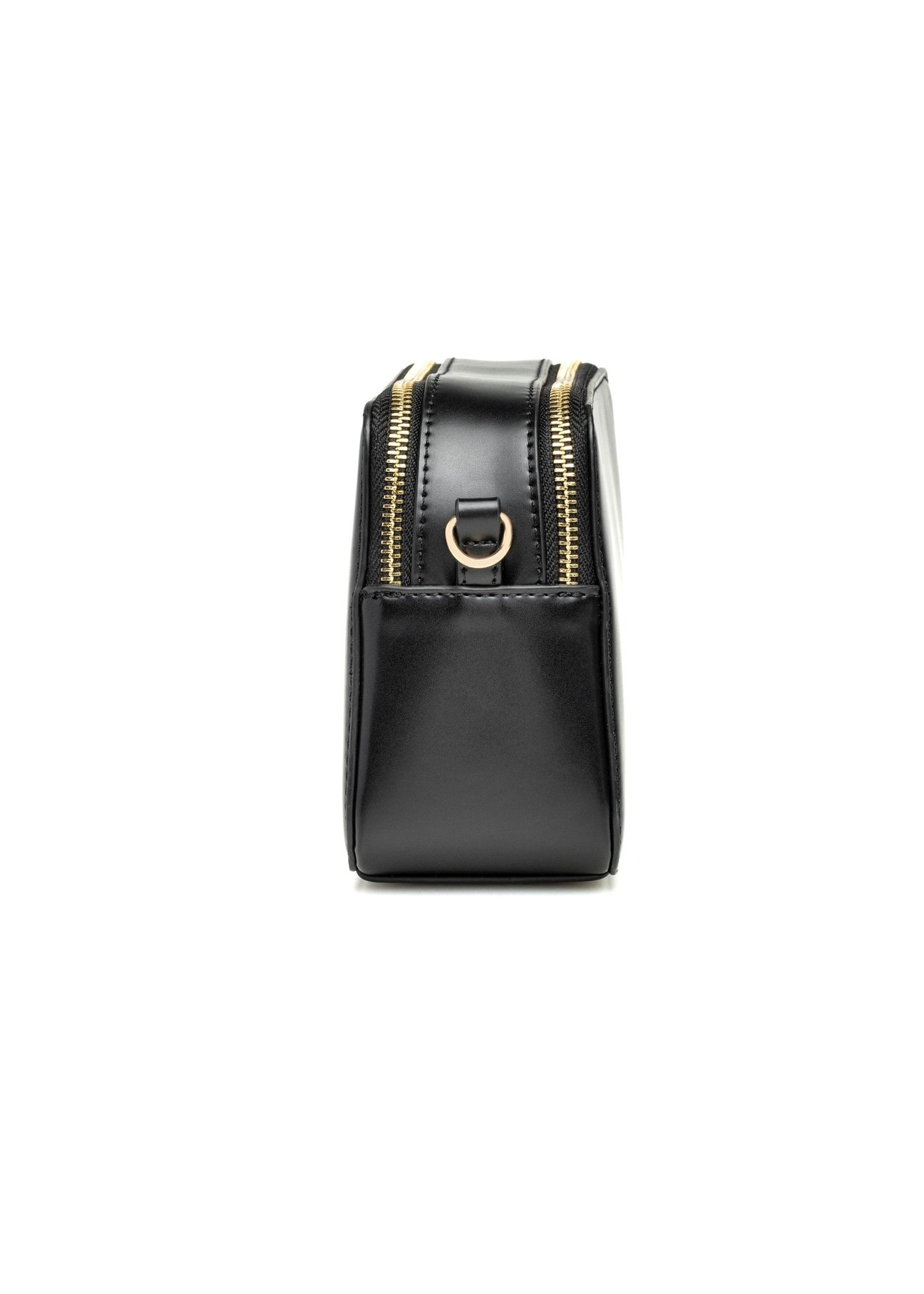 Black small women's handbag TOREC-1126-99(W26), product view from the side on a white background.